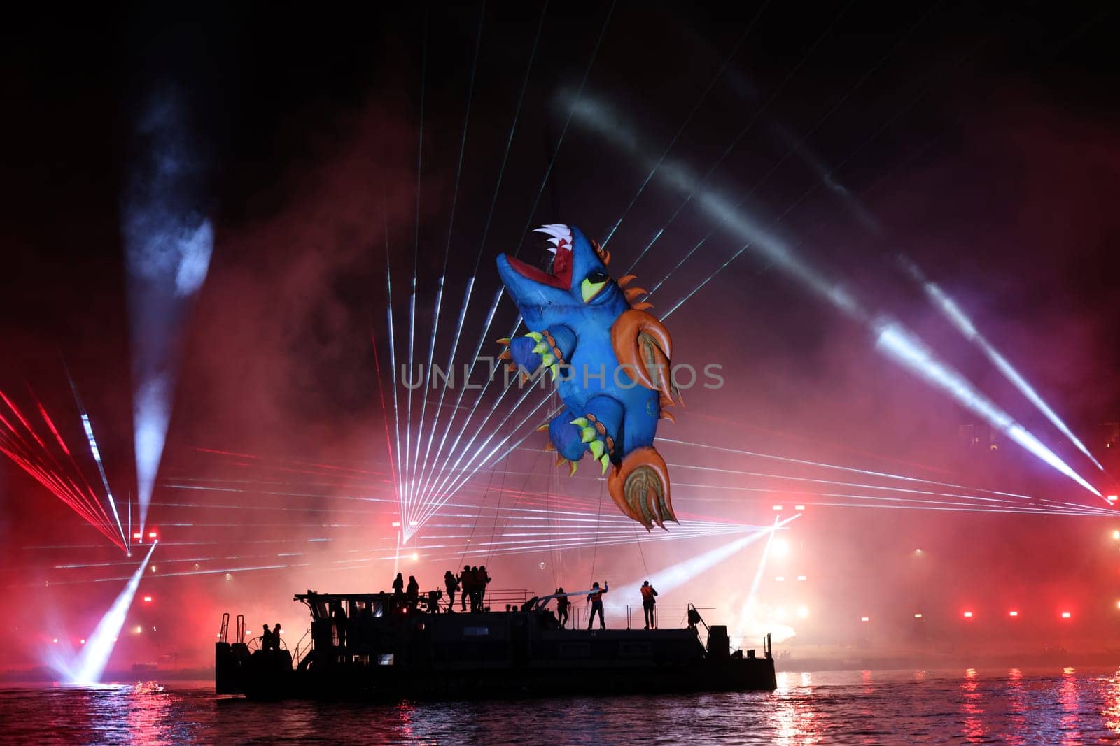 Cracow, Poland - June 4, 2022: Great Dragon Parade. The Great Outdoor Show on the Vistula River.