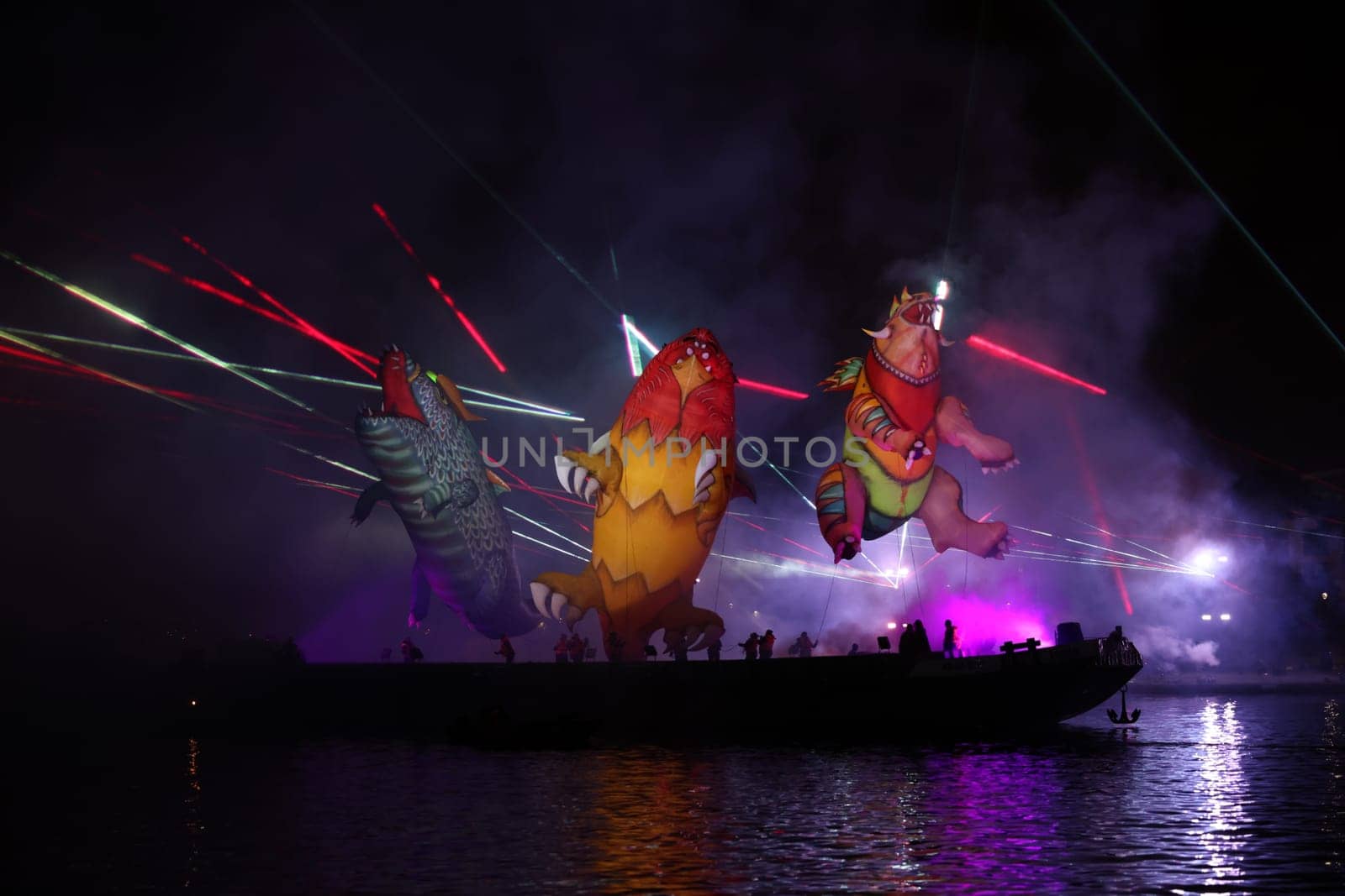 Cracow, Poland - June 4, 2022: Great Dragon Parade. The Great Outdoor Show on the Vistula River.