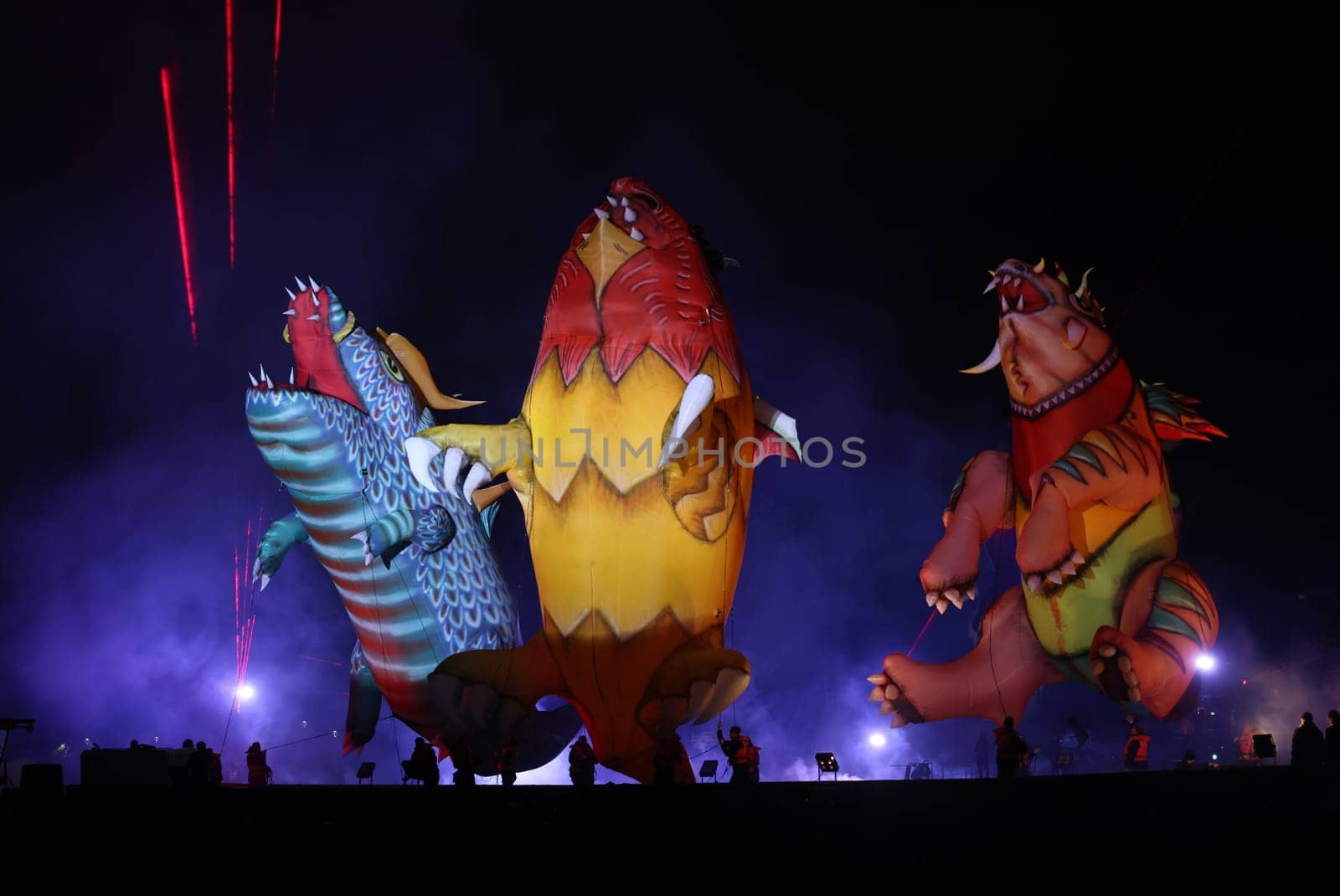 Cracow, Poland - June 4, 2022: Great Dragon Parade. The Great Outdoor Show on the Vistula River.