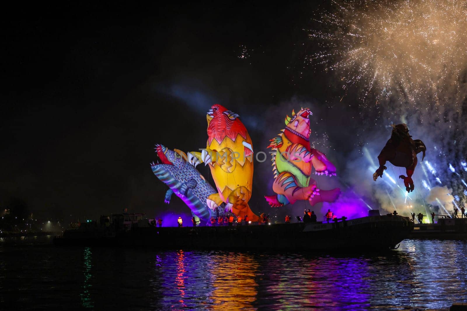 Cracow, Poland - June 4, 2022: Great Dragon Parade. The Great Outdoor Show on the Vistula River.