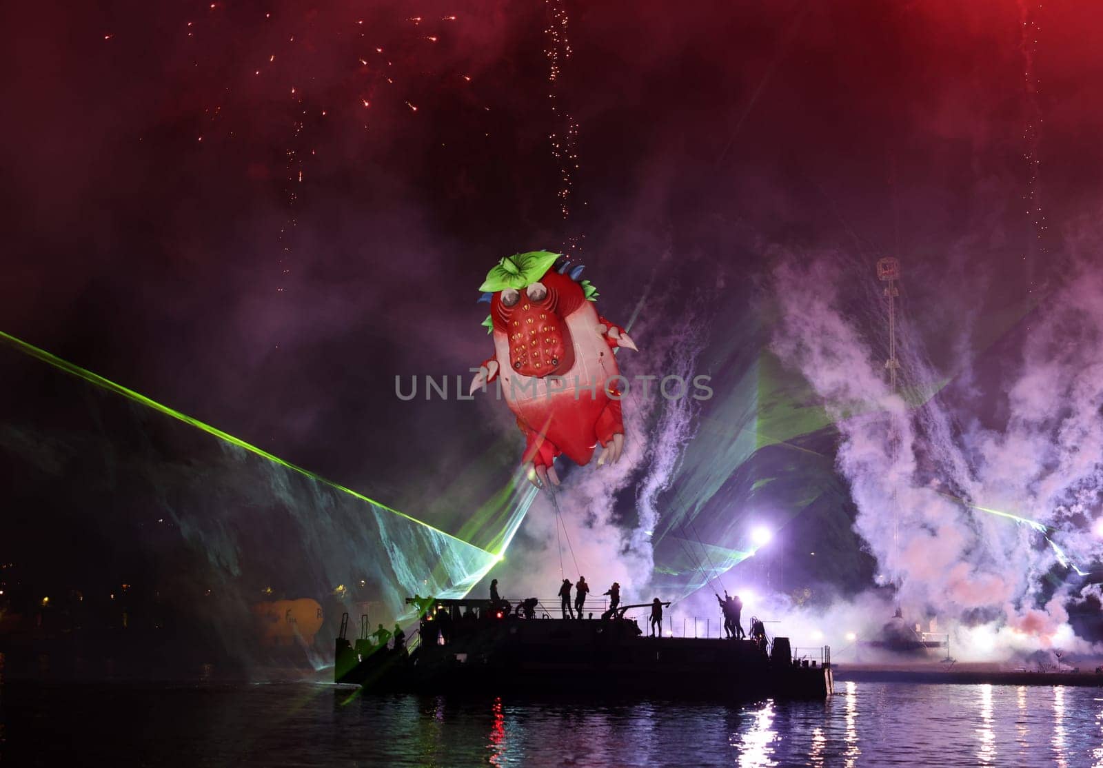 Cracow, Poland - June 4, 2022: Great Dragon Parade. The Great Outdoor Show on the Vistula River.