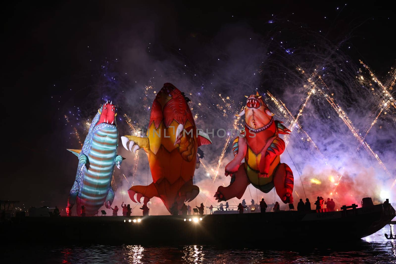 Cracow, Poland - June 4, 2022: Great Dragon Parade. The Great Outdoor Show on the Vistula River.