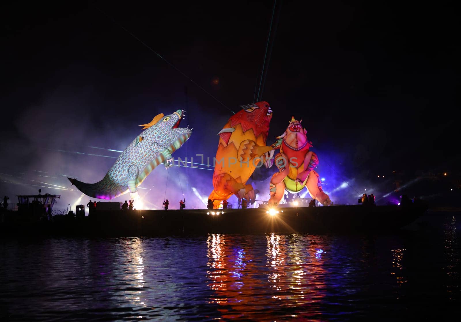 Cracow, Poland - June 4, 2022: Great Dragon Parade. The Great Outdoor Show on the Vistula River.