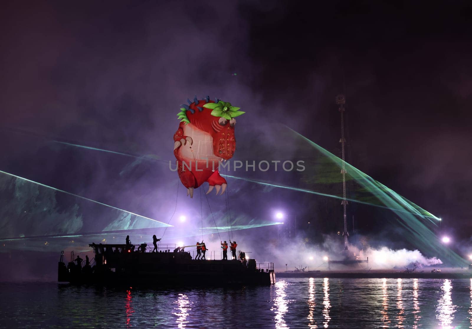 Cracow, Poland - June 4, 2022: Great Dragon Parade. The Great Outdoor Show on the Vistula River.