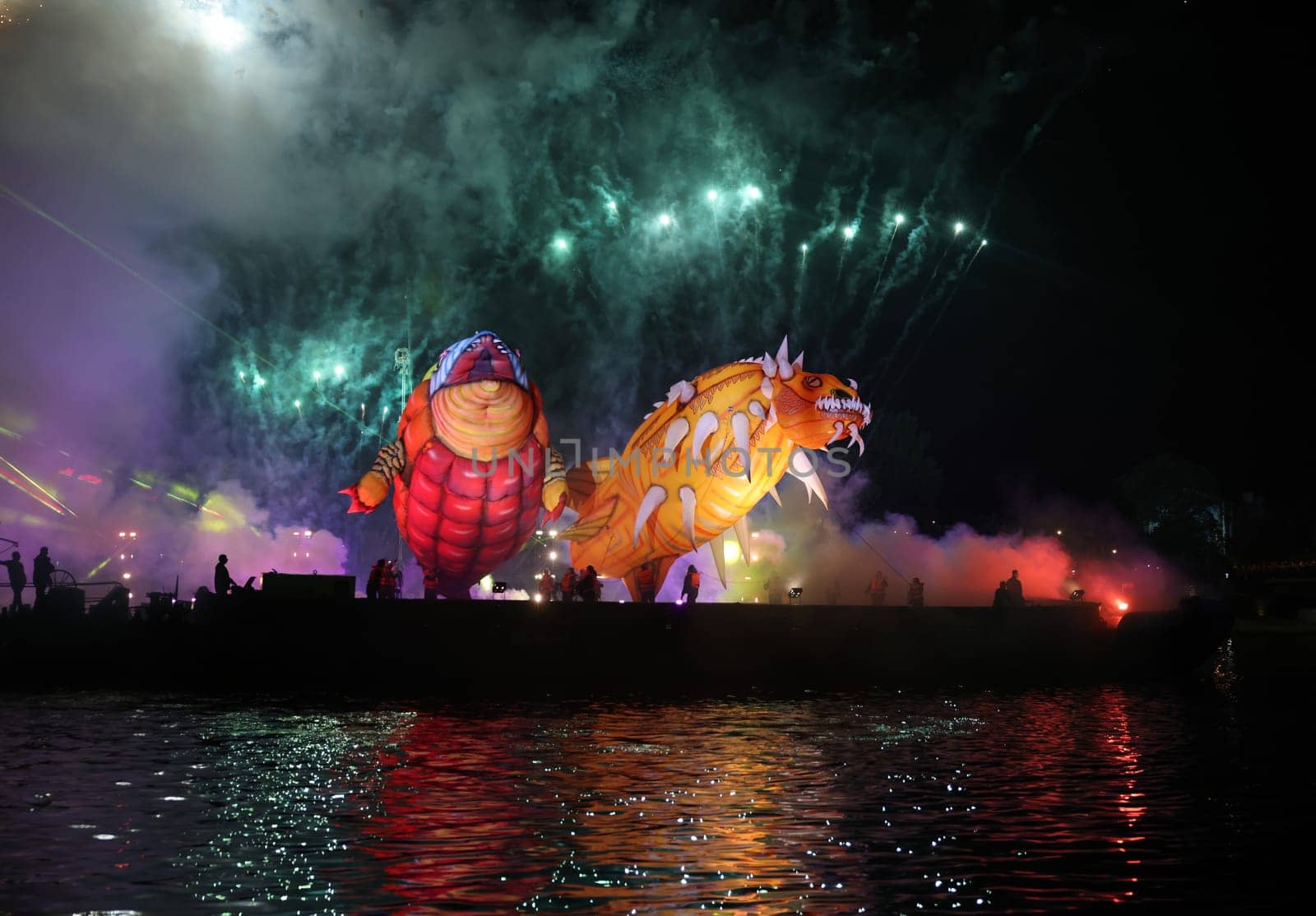 Cracow, Poland - June 4, 2022: Great Dragon Parade. The Great Outdoor Show on the Vistula River.