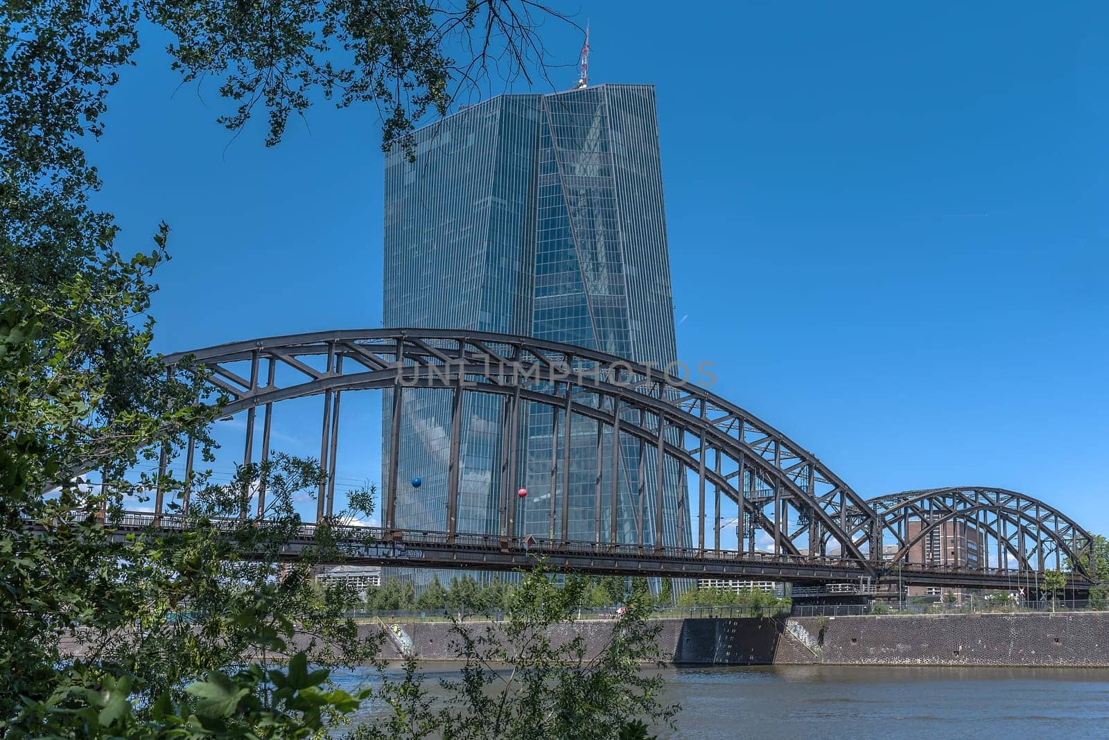 View across the river Main to the European Central Bank, Frankfurt, Germany