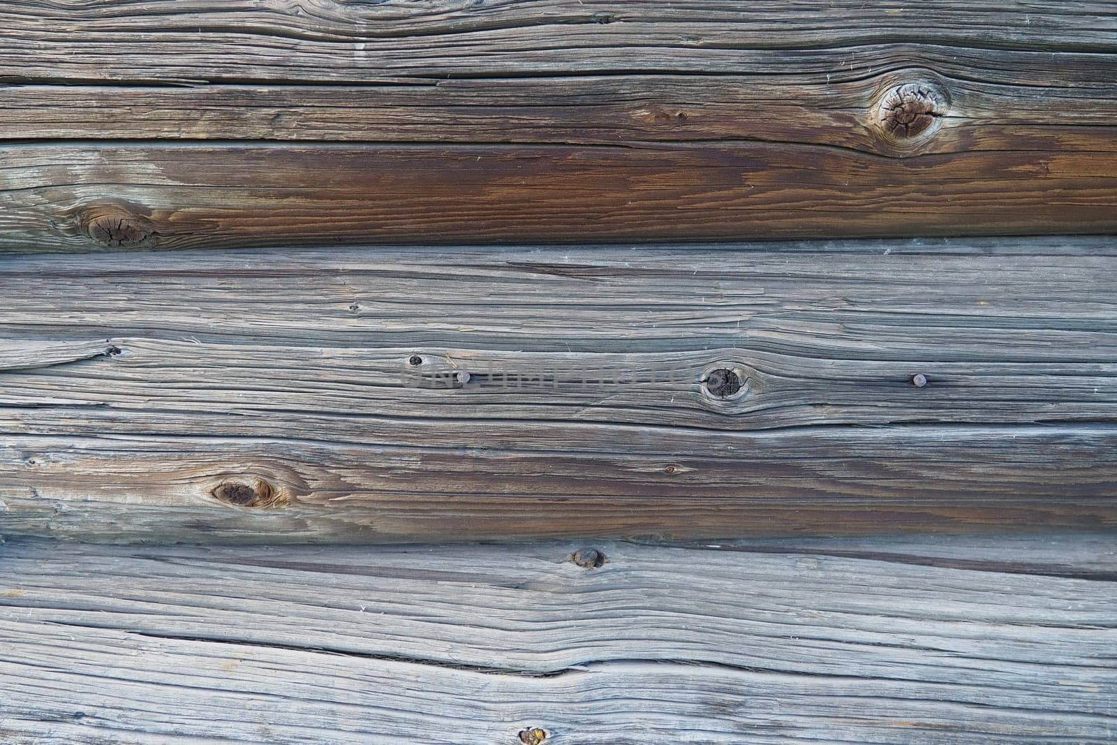 Background horizontal logs. Wooden background from shabby boards and logs. Round lumber assortment. General purpose lumber. Special type of forest products. Knots and branches