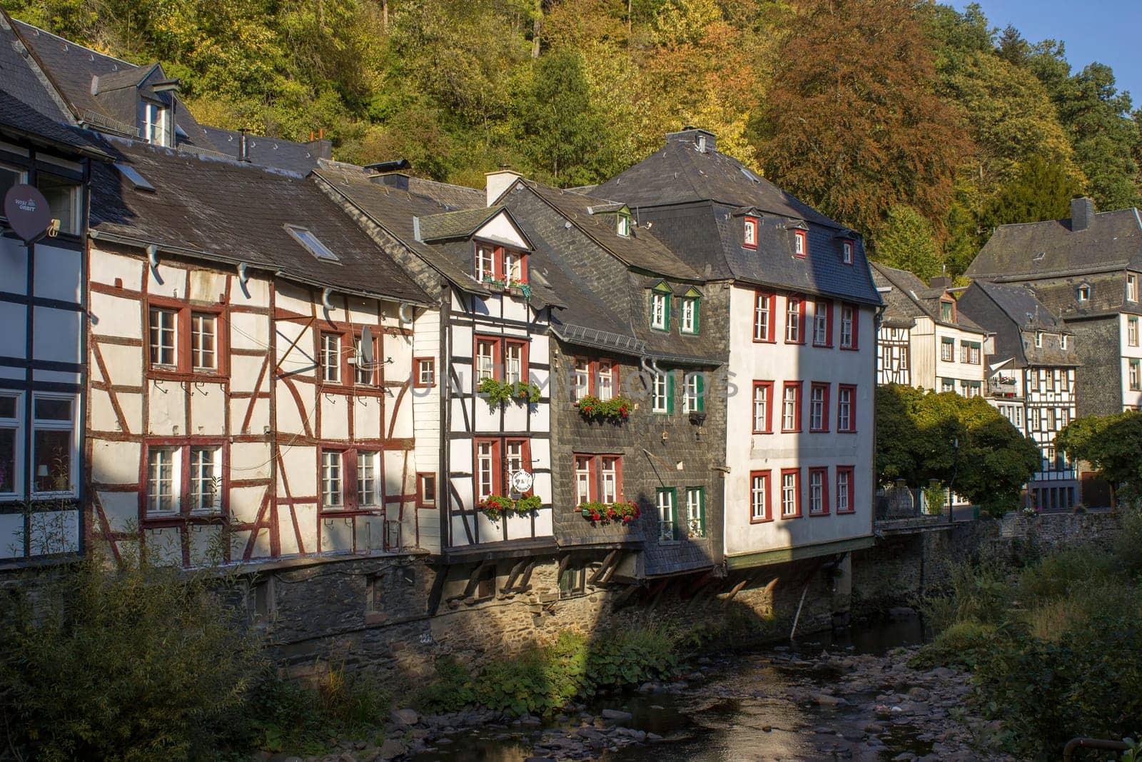 MONSCHAU - small town Monschau in Germany. The historic town center has many half-timbered houses and narrow streets remained nearly unchanged for 300 years