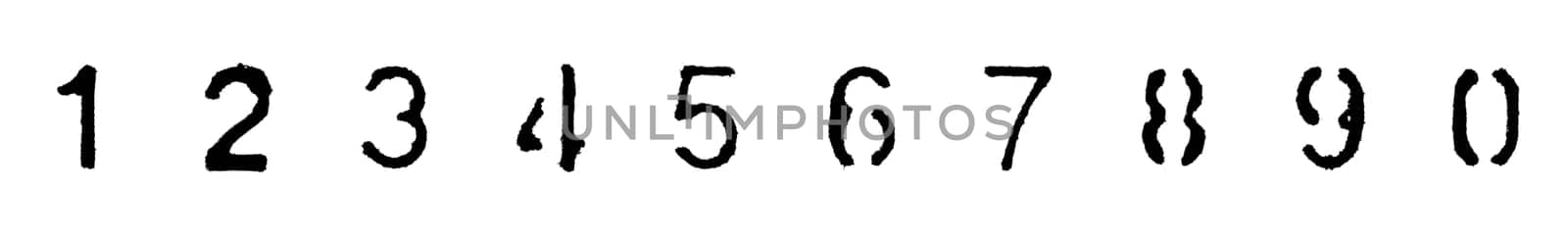Set of black stencil numbers: 0, 1, 2, 3, 4, 5, 6, 7, 8, 9