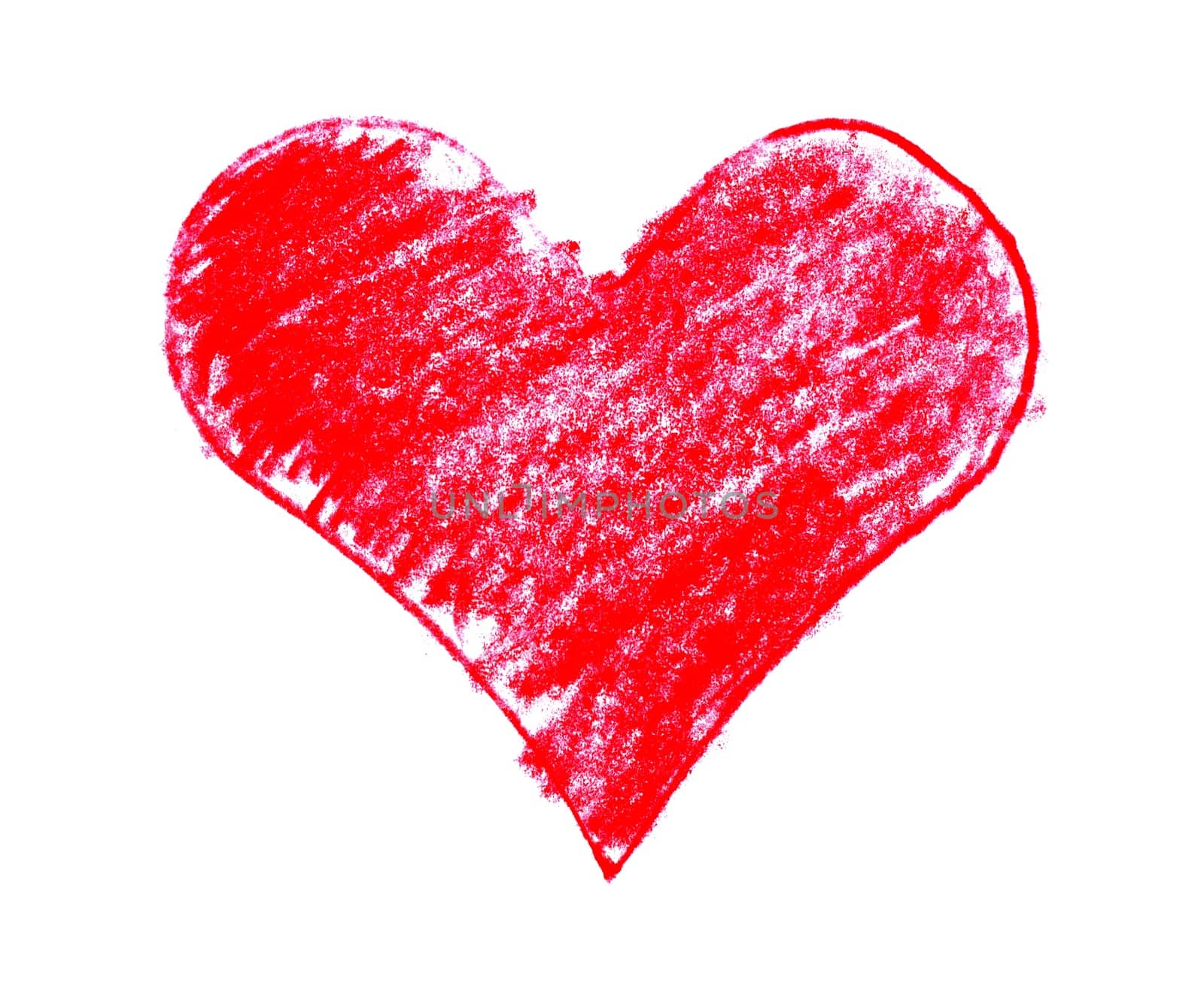 Hand painted red heart made with chalk or pencil