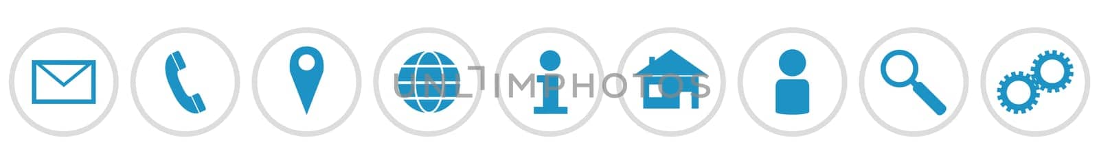 Business icons collection - Blue symbols in grey circles