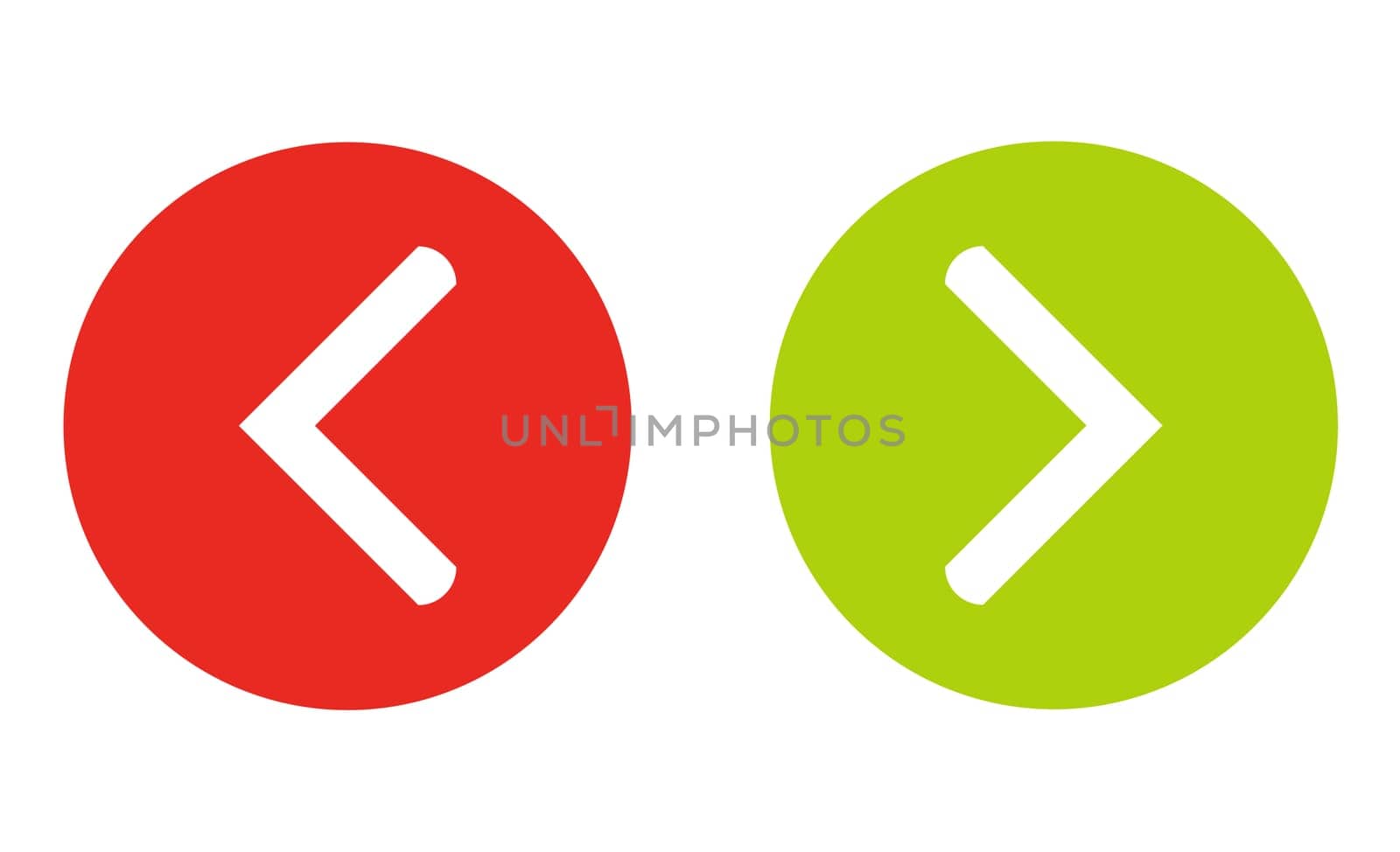 Two red and green round buttons with arrow left and right