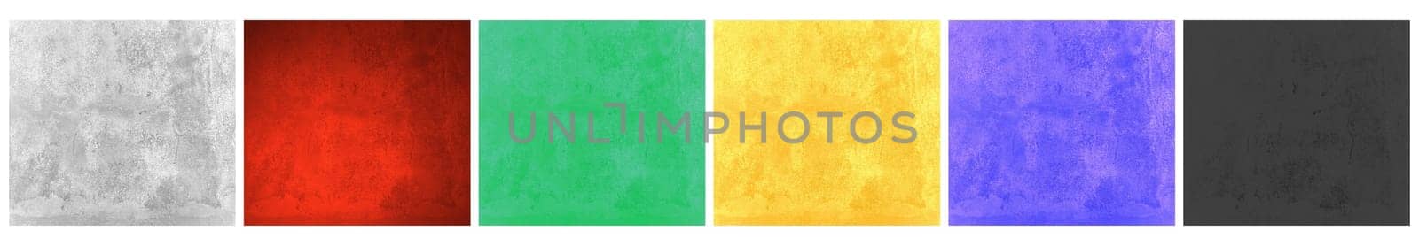 6 colorful grunge backgrounds: Grey, red, green, yellow, bue and black