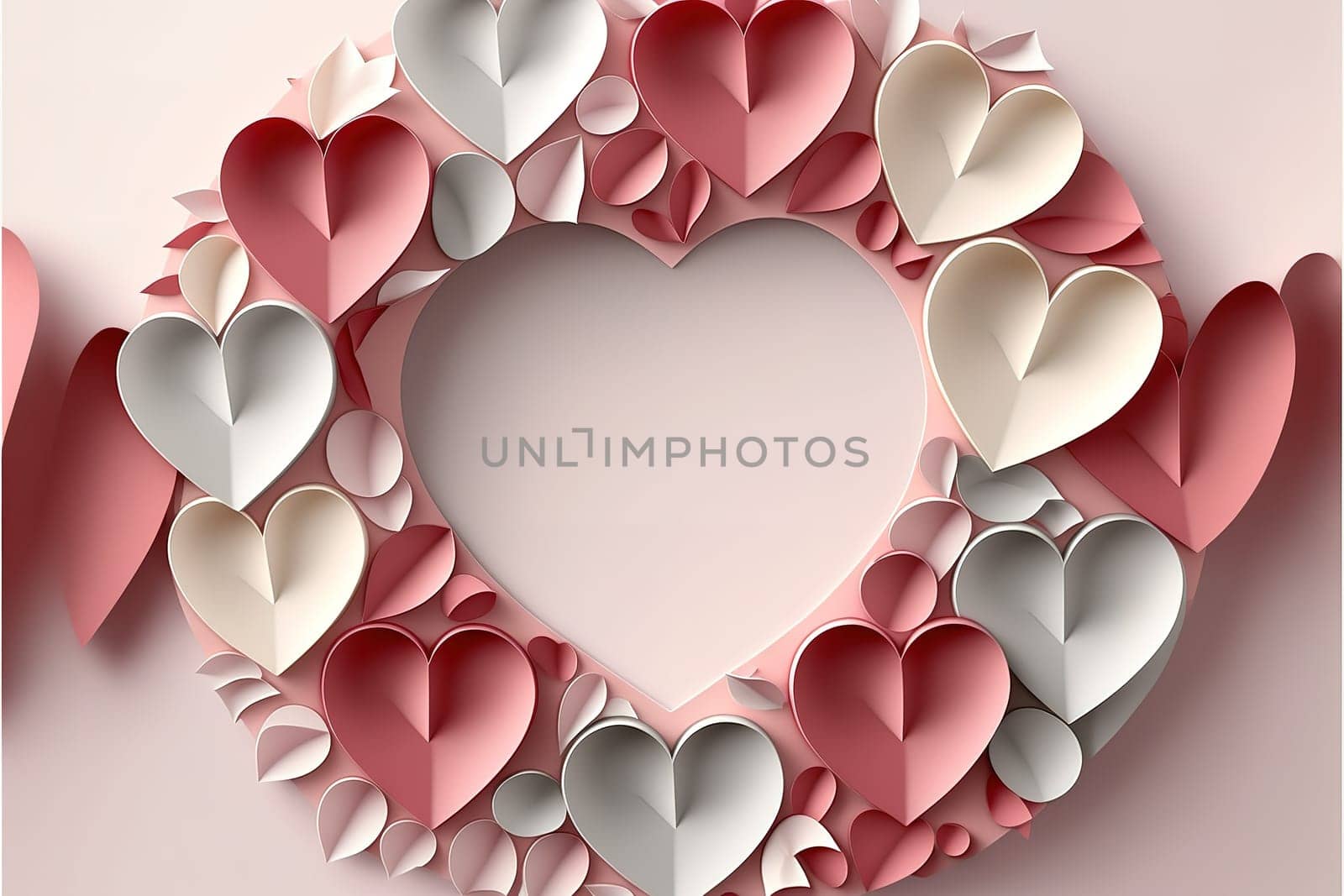 Circle graphic frame with hearts Valentines Day.