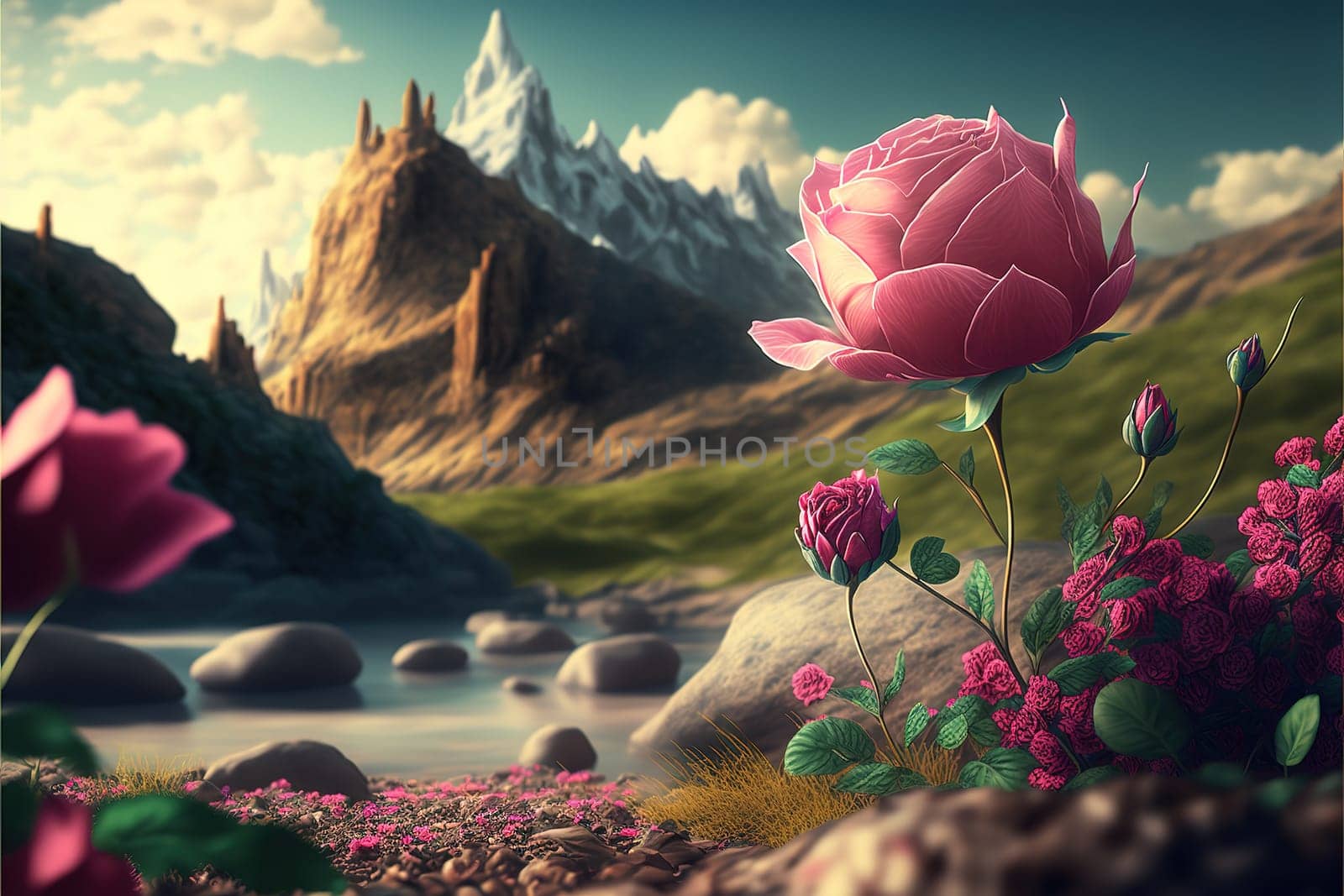 rose in the background of the landscape.