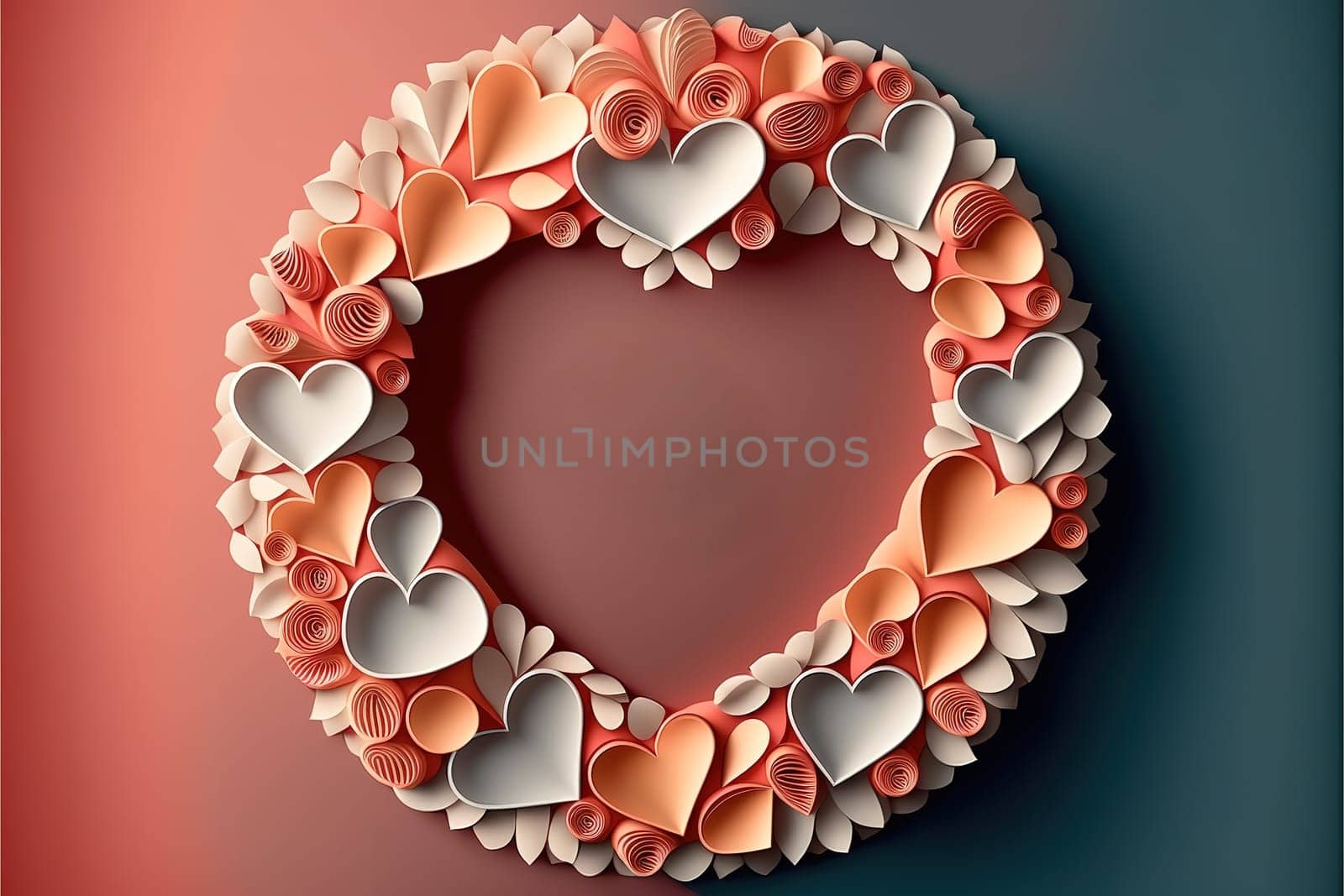 Circle graphic frame with hearts Valentines Day.