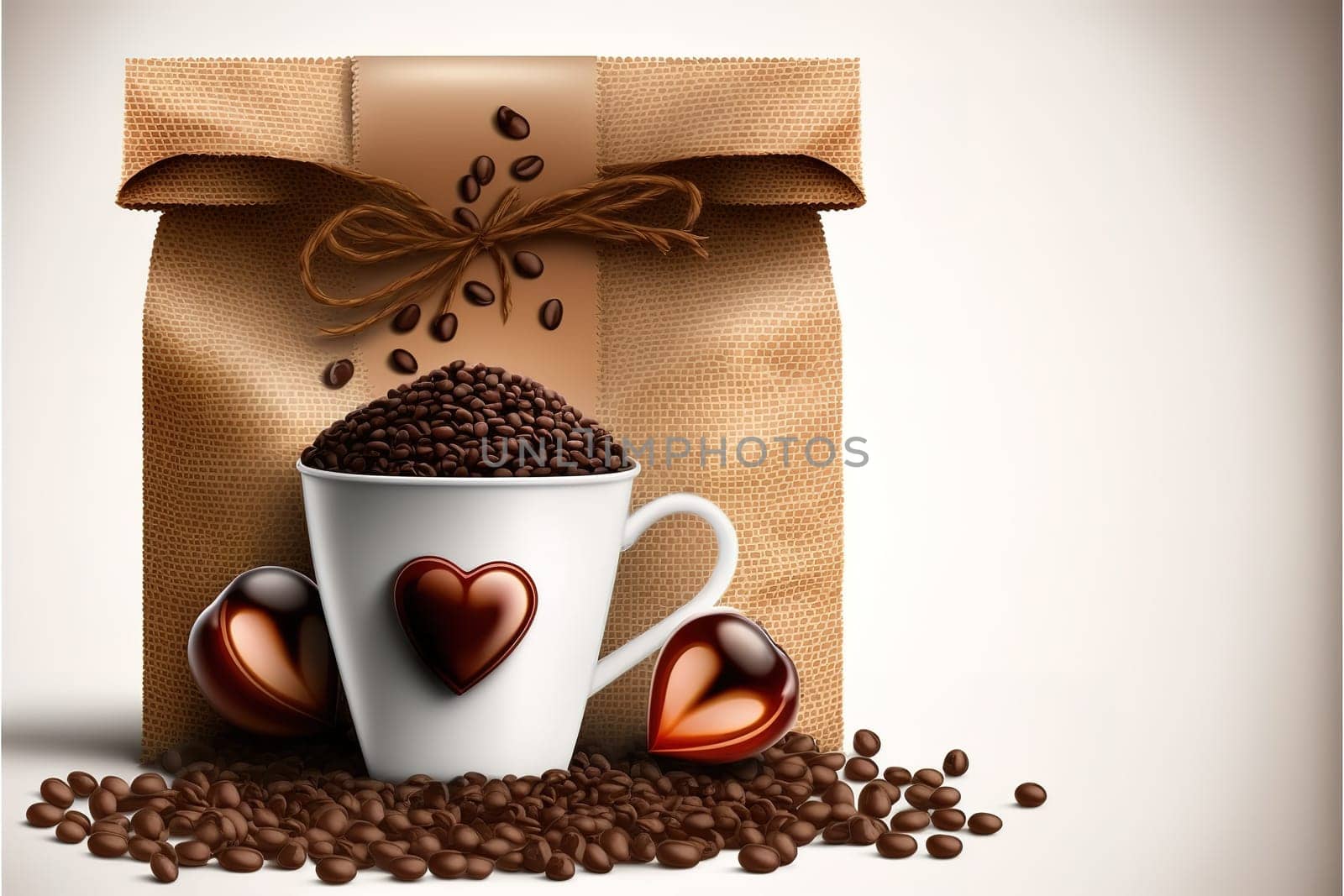 A mug of heart shape with coffee beans for Banner Cafes and restaurants.