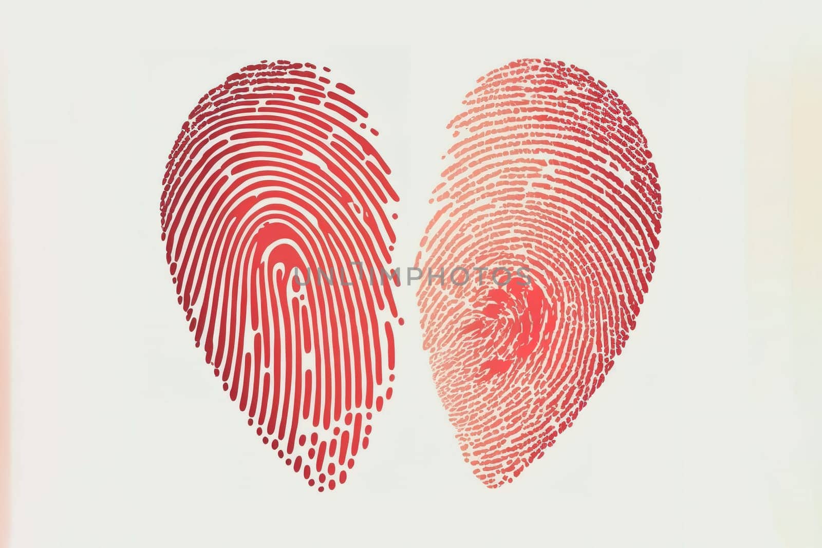 Fingerprint heart isolated vector red thumb print.