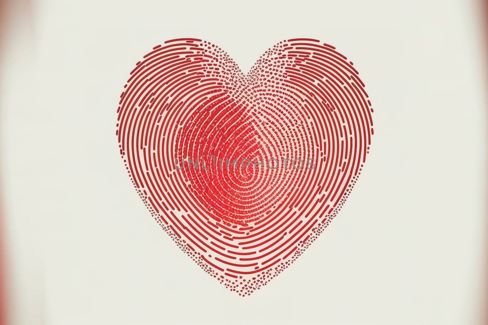 Fingerprint heart isolated vector red thumb print.