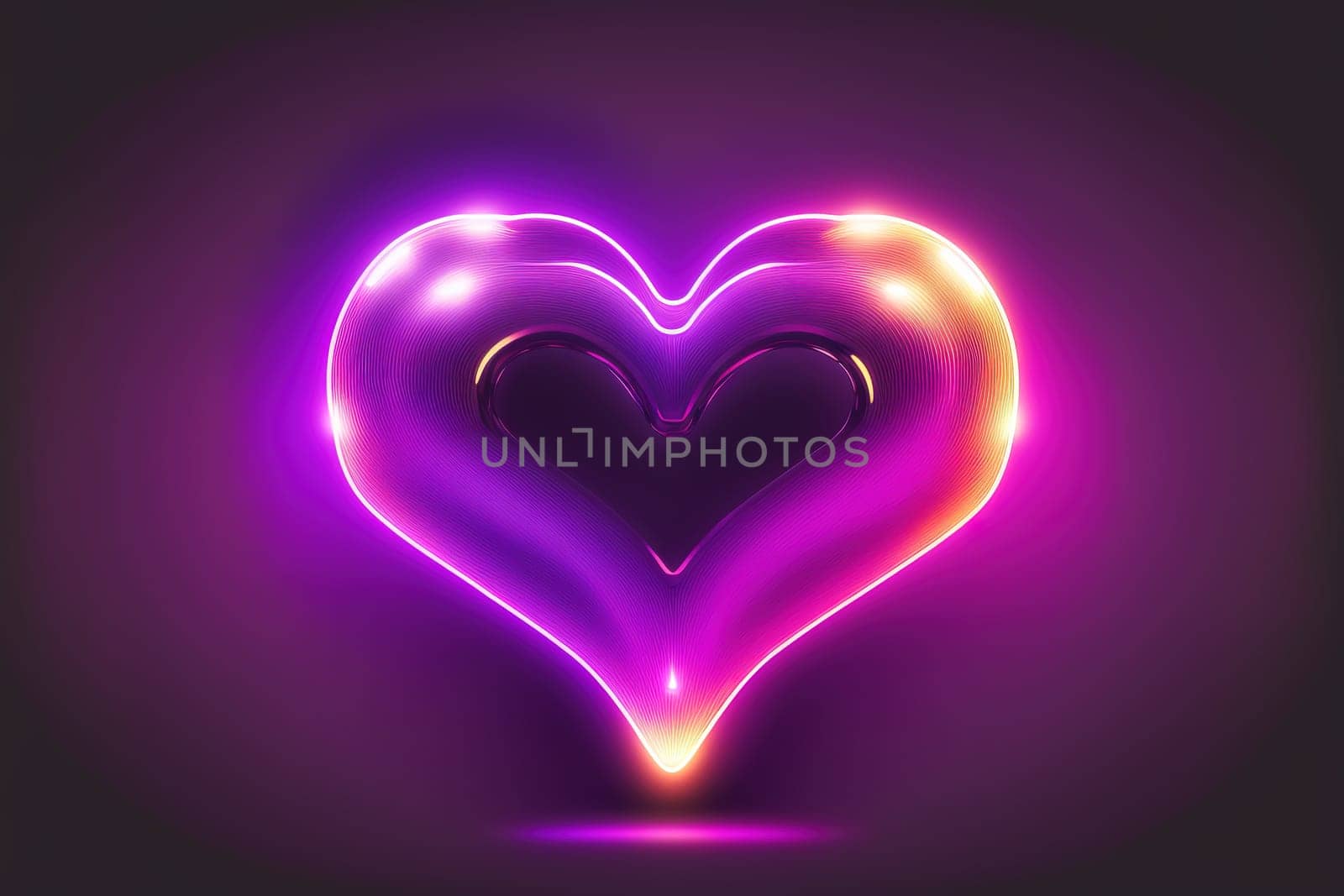 Bright heart Neon sign Retro neon heart sign.