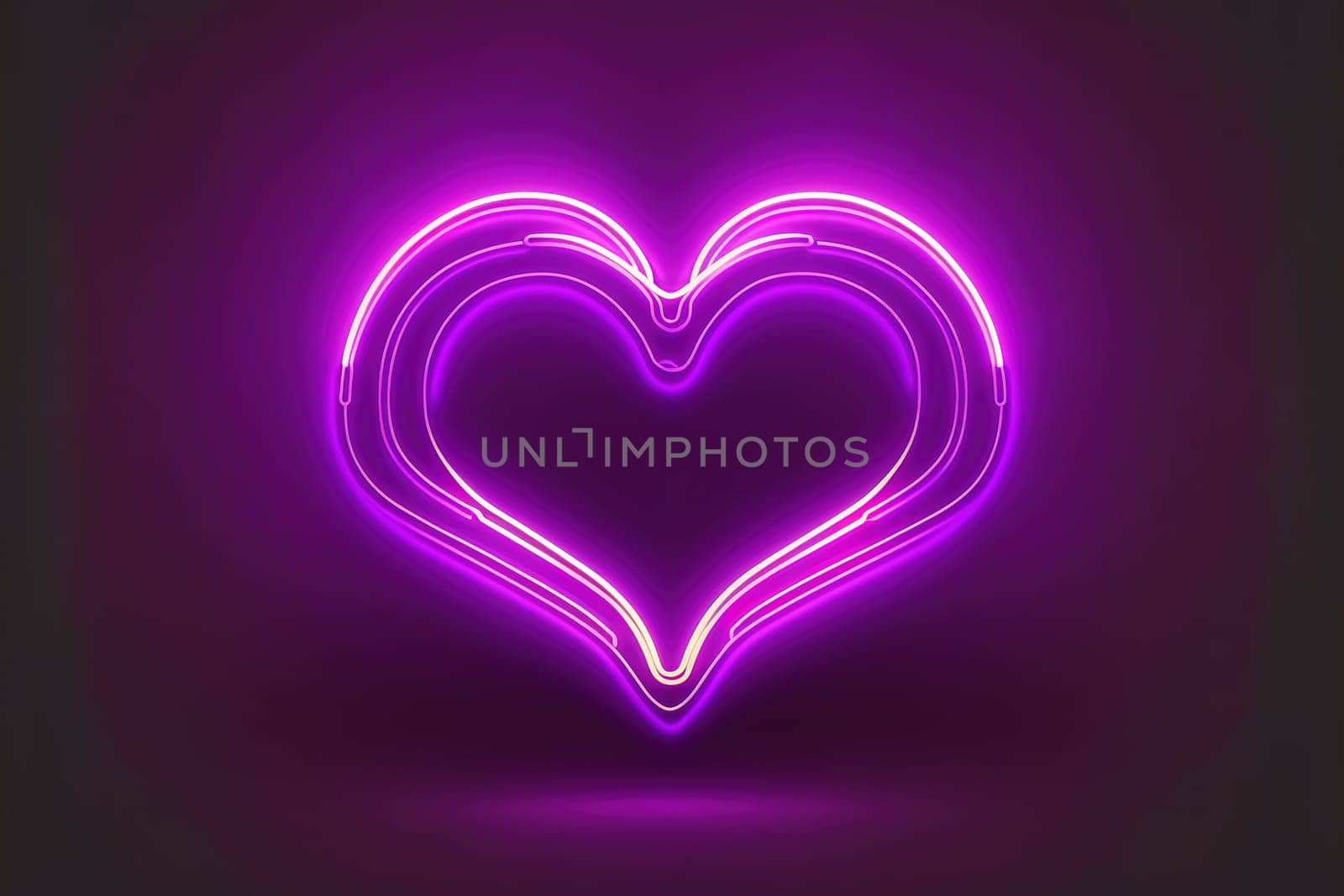 Bright heart Neon sign Retro neon heart sign.