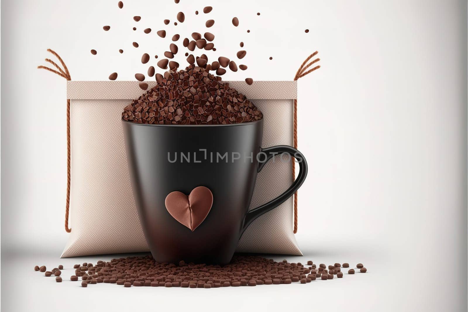 A mug of heart shape with coffee beans for Banner Cafes and restaurants.