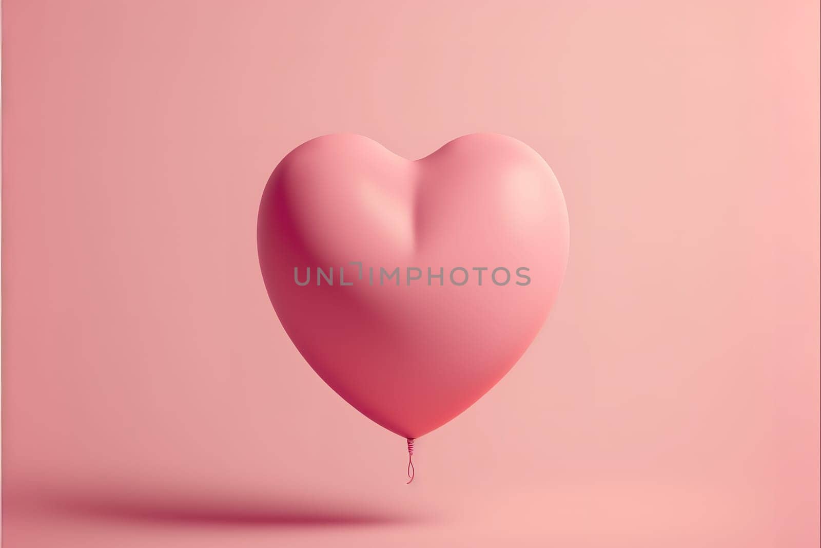 Heart shape made of Pink balloon floating on pink background.