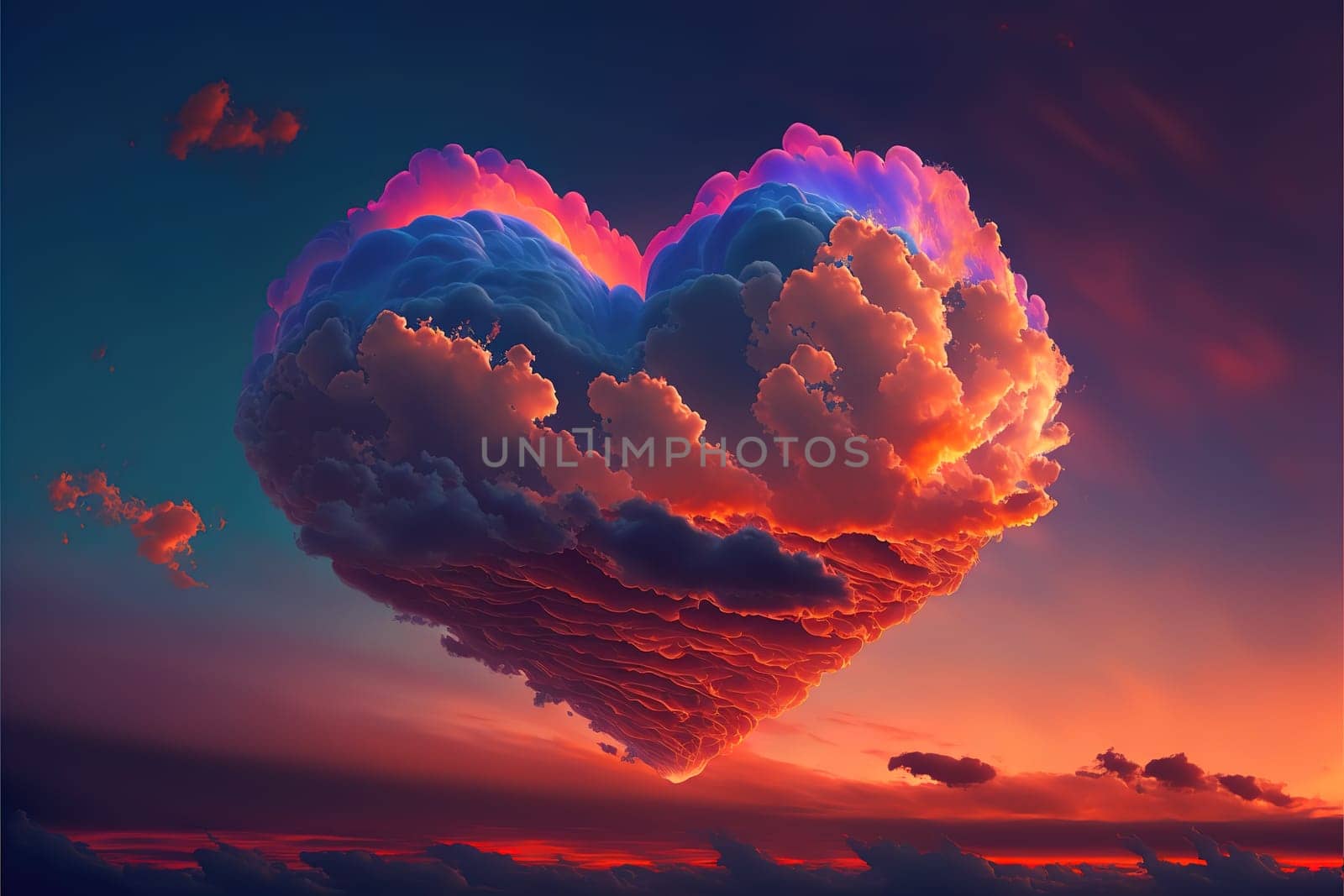 clouds in the form of a heart.