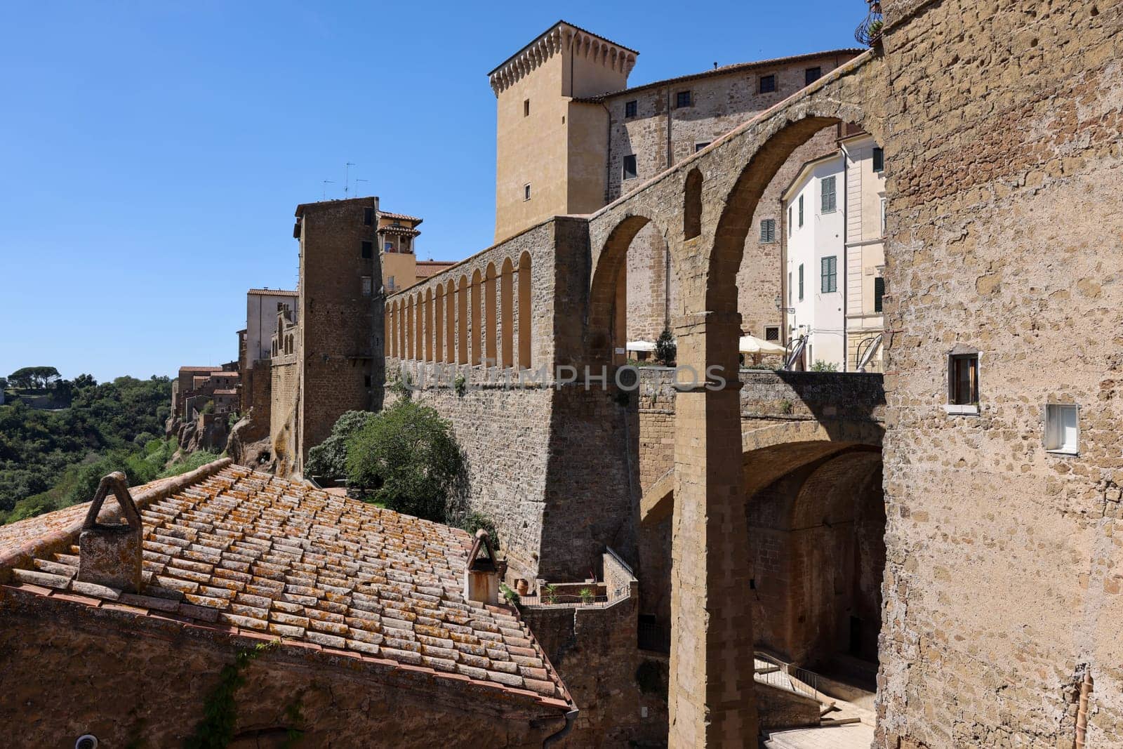 Pitigliano - the picturesque medieval town founded in Etruscan time on the tuff hill in Tuscany, Italy.