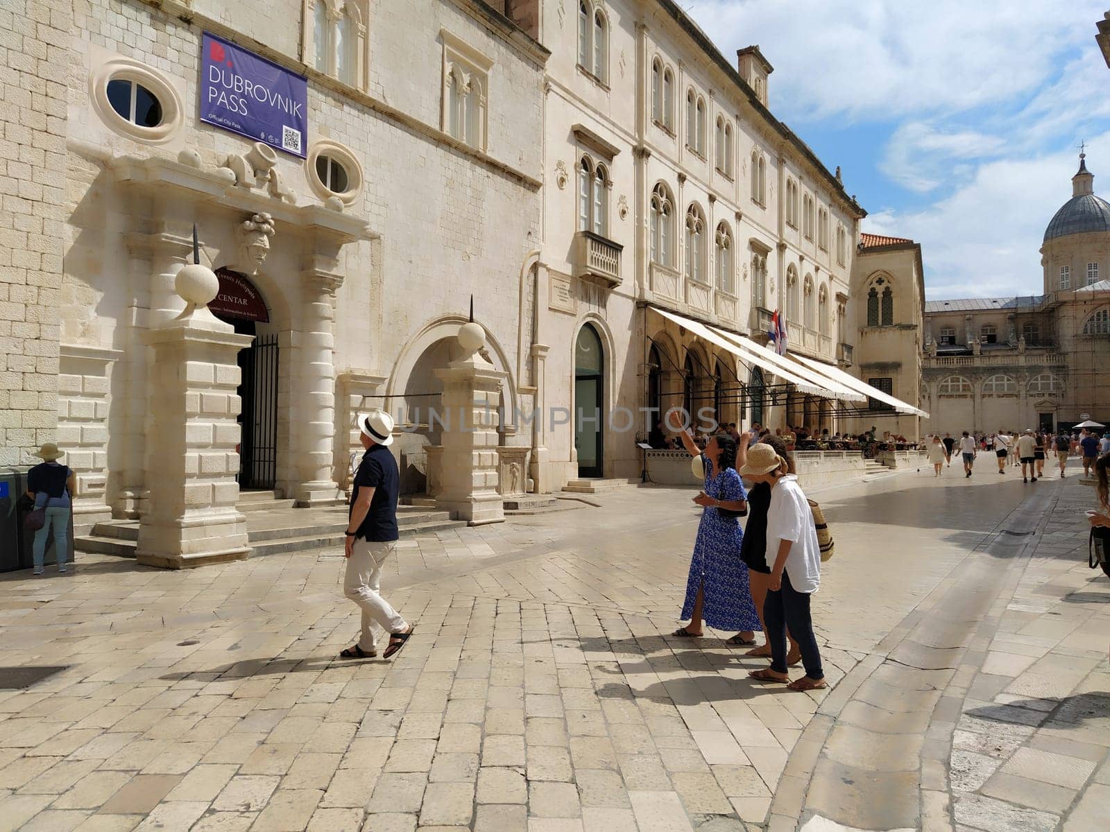 Stradun Stradone is the main street of the historic city center of Dubrovnik in Croatia. Architectural sights. A popular place for tourist walks. People are walking 08.14.2022 tourism travel business