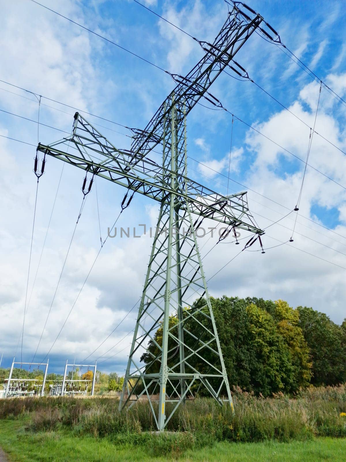 Industrial Electric Voltage Structure. Power Station For Electricity