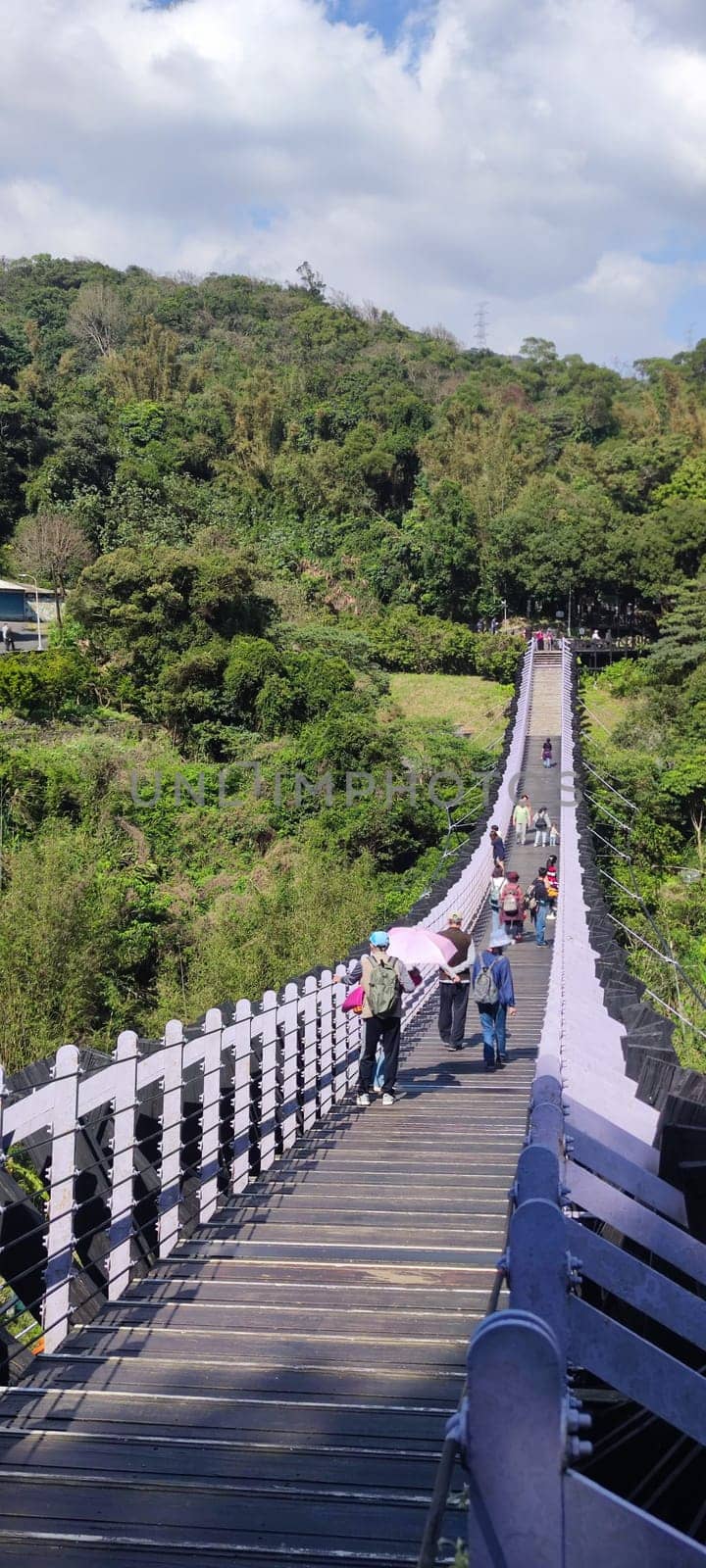 Baishi Lake Suspension Bridge, Taipei City - Feb 17, 2023 : Baishi Lake Suspension Bridge, Taipei City, Taiwan