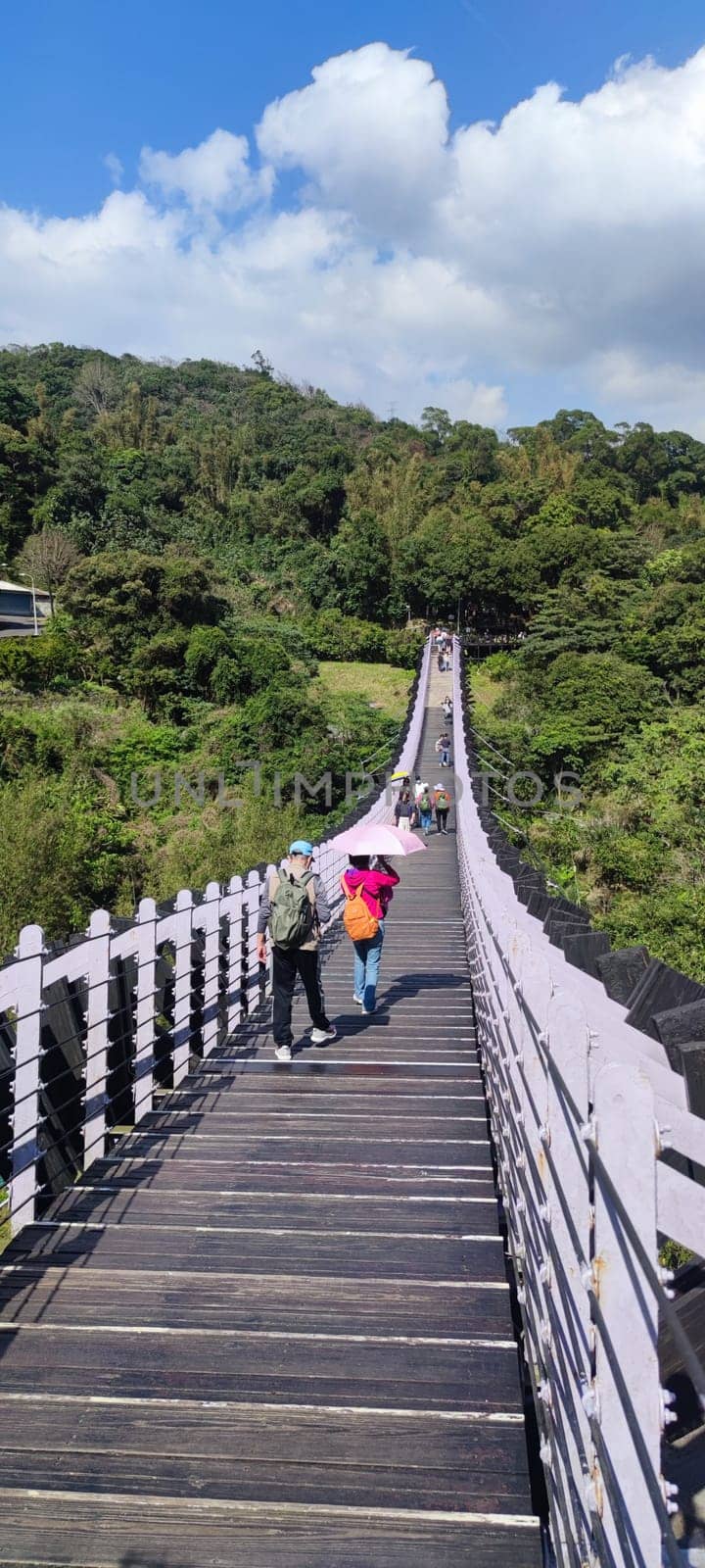 Baishi Lake Suspension Bridge, Taipei City - Feb 17, 2023 : Baishi Lake Suspension Bridge, Taipei City, Taiwan