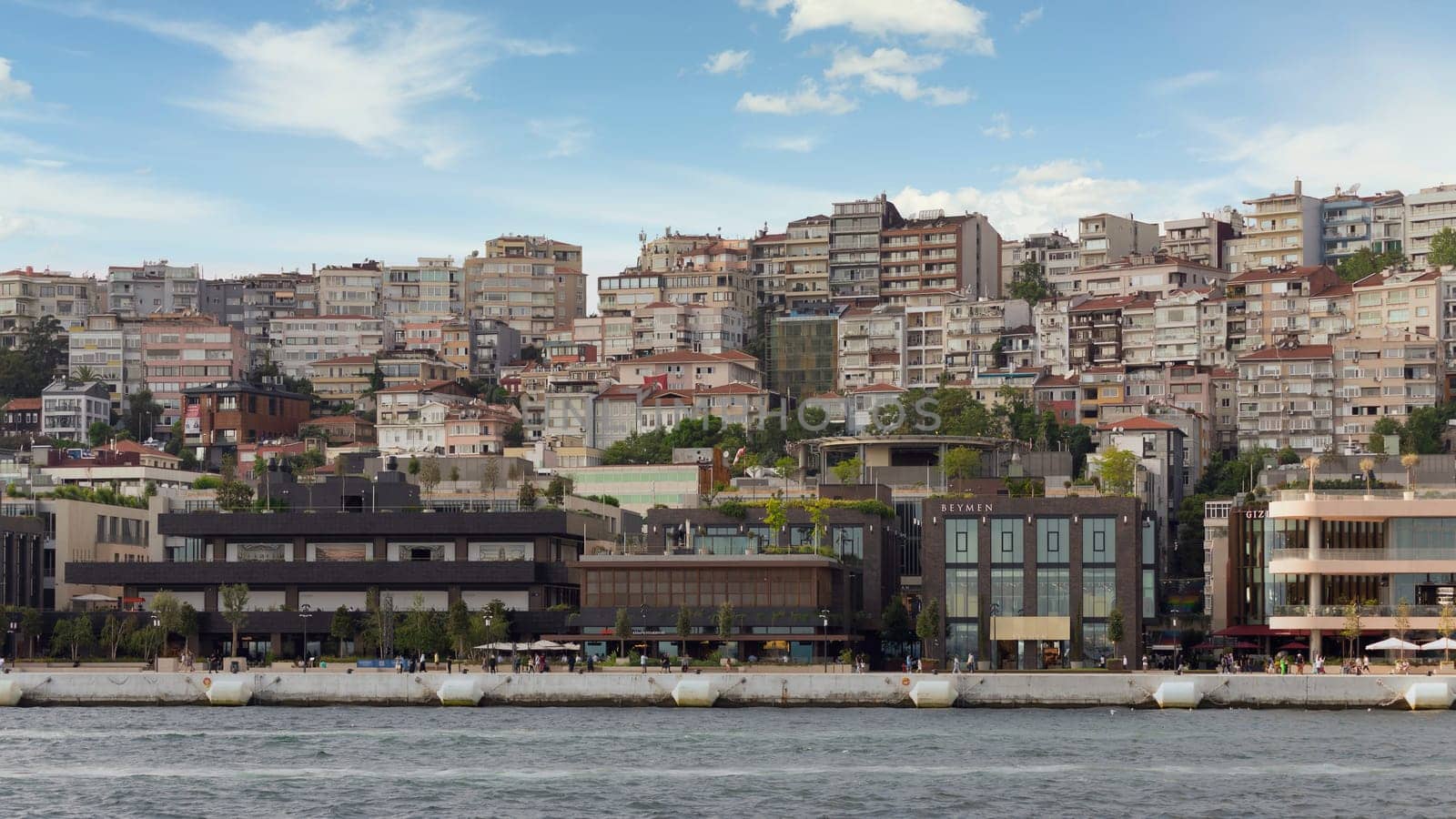 Istanbul, Turkey - September 1, 2022: View from the sea of Galataport, a mixed use development located in Karakoy neighbourhood