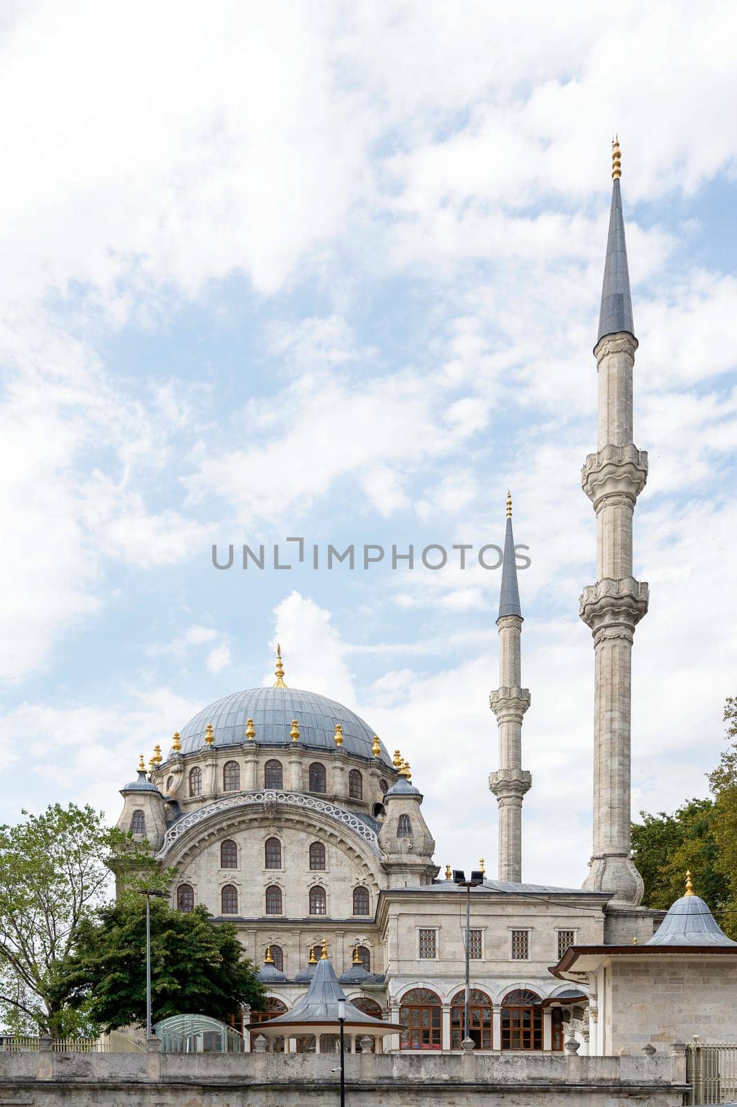 Facade of Nusretiye imperial Ottoman ornate Mosque, commissioned by Sultan Mahmut II, located in Tophane district of Beyoglu, Istanbul, Turkey