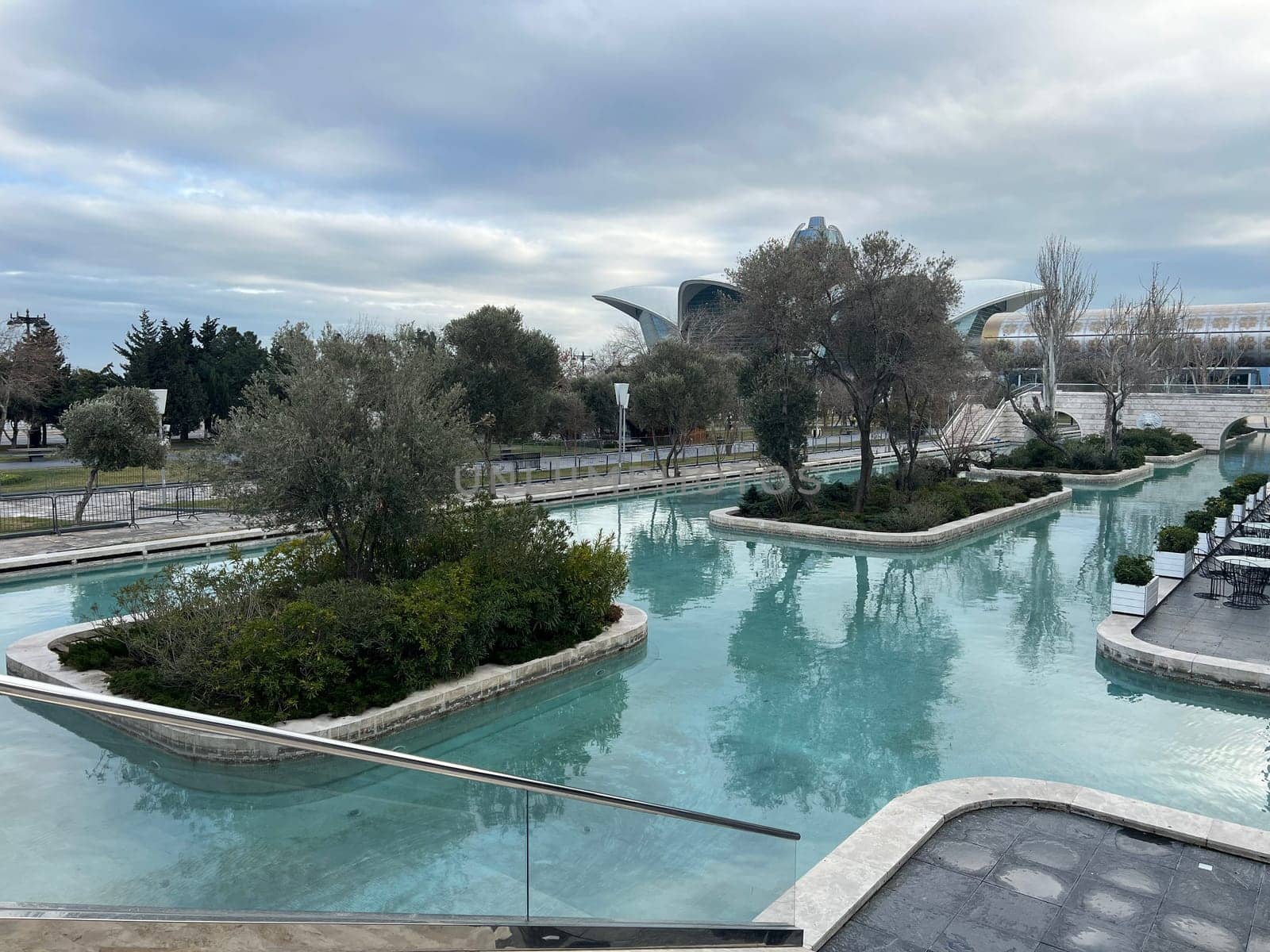 Amazing view of baku park in cloudy weather