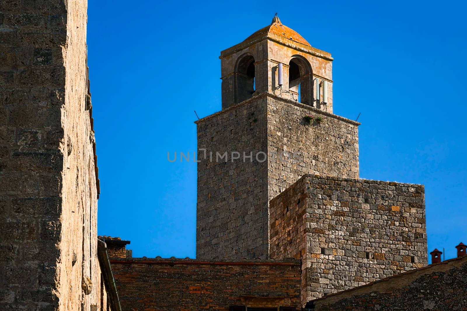 Tower of the Cathedral of San Gimigniano Detailed