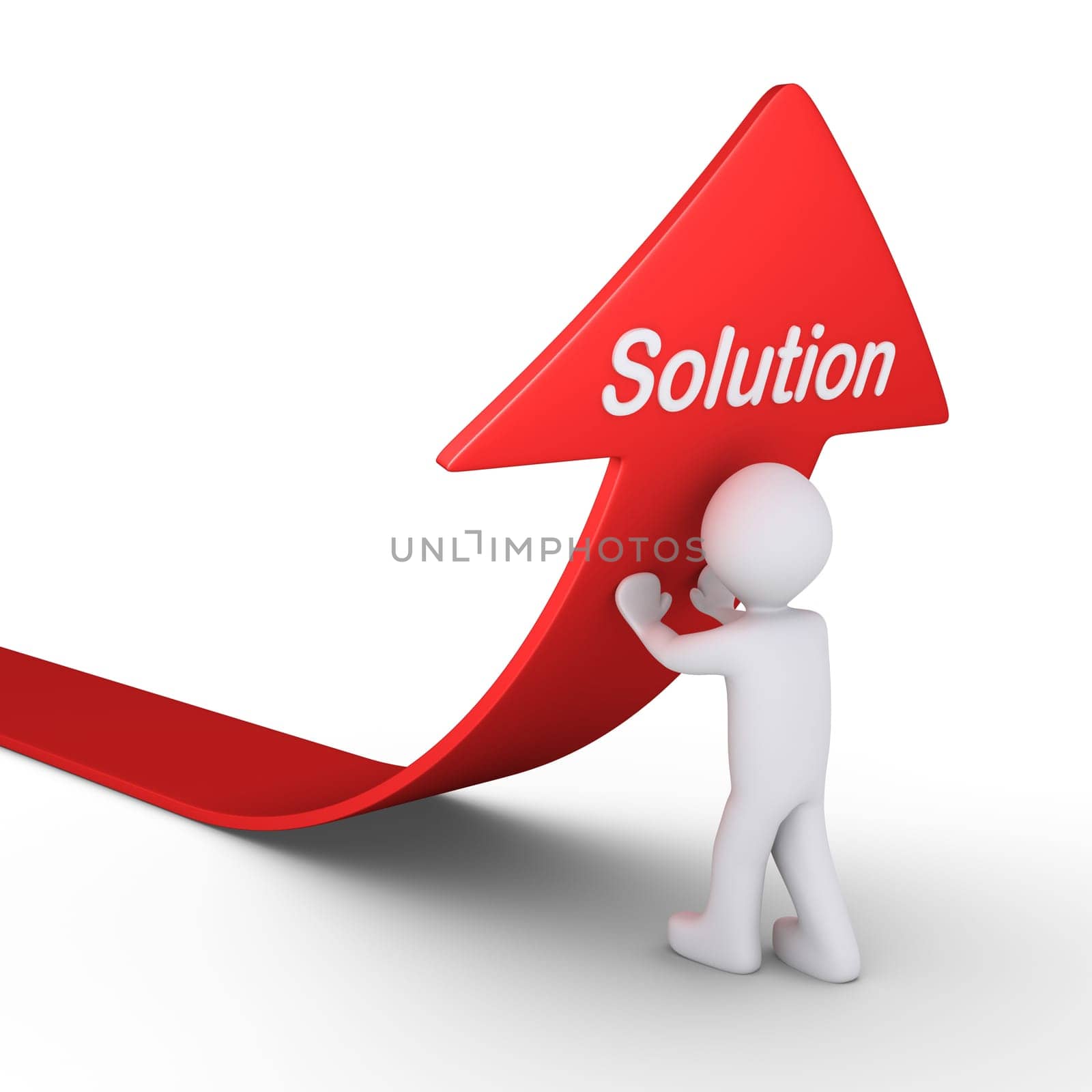 Person is pushing an arrow upwards and finds the solution word