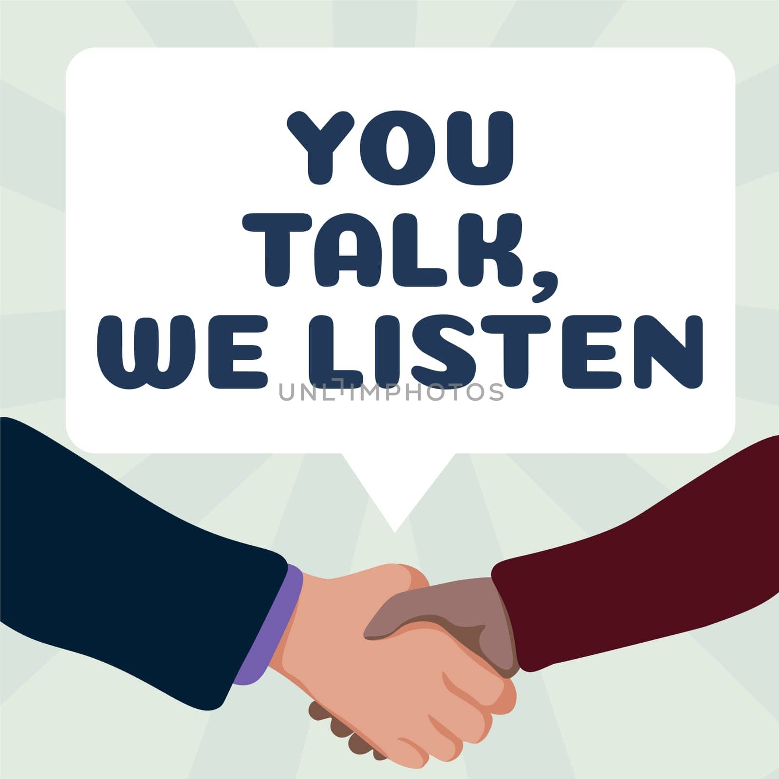 Conceptual caption You Talk, We Listen, Business overview Two Way Communication Motivational Conversation