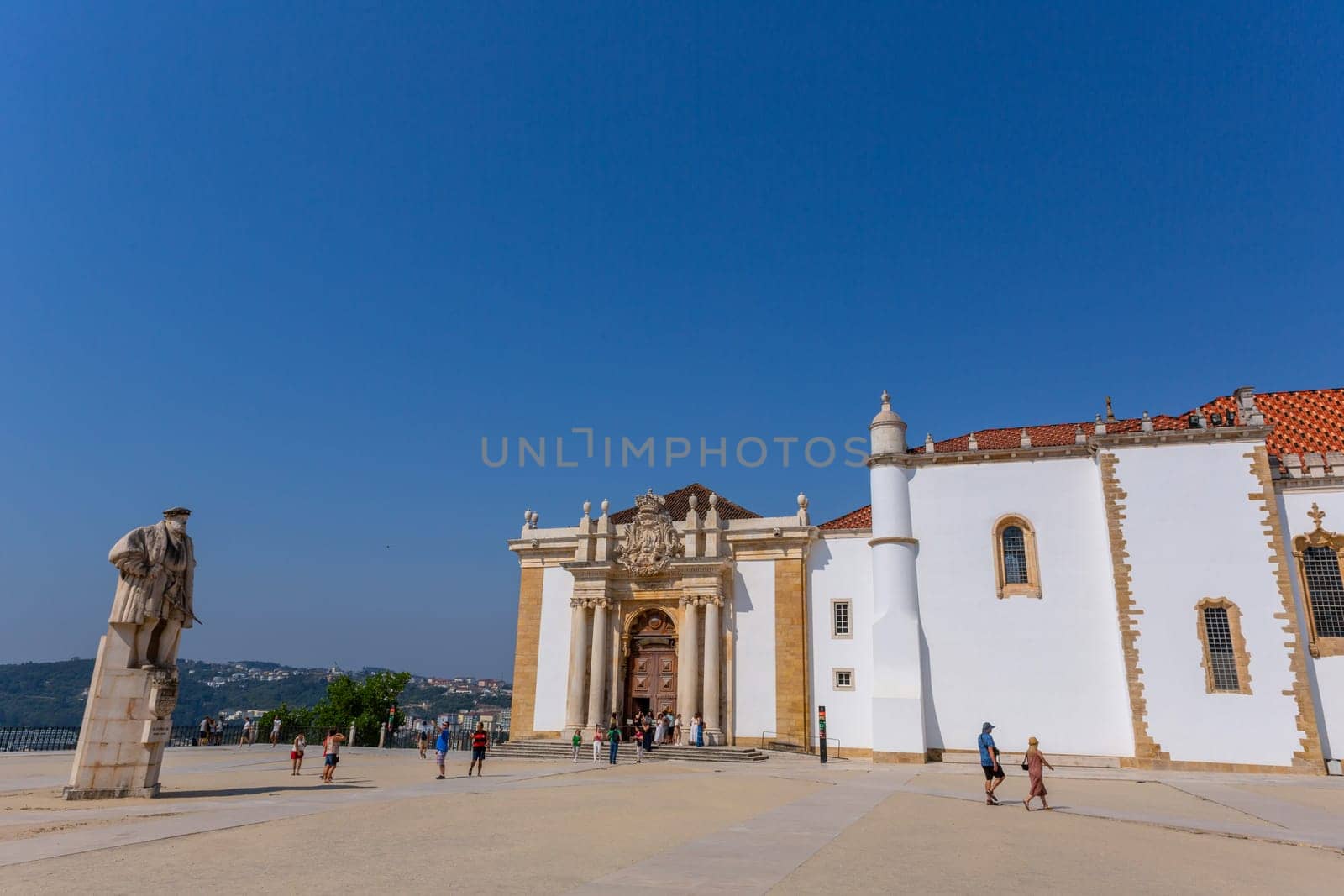 Coimbra, Portugal: 09 July 2022: Main square called Patio das Escolas of Coimbra University. Coimbra, Portugal