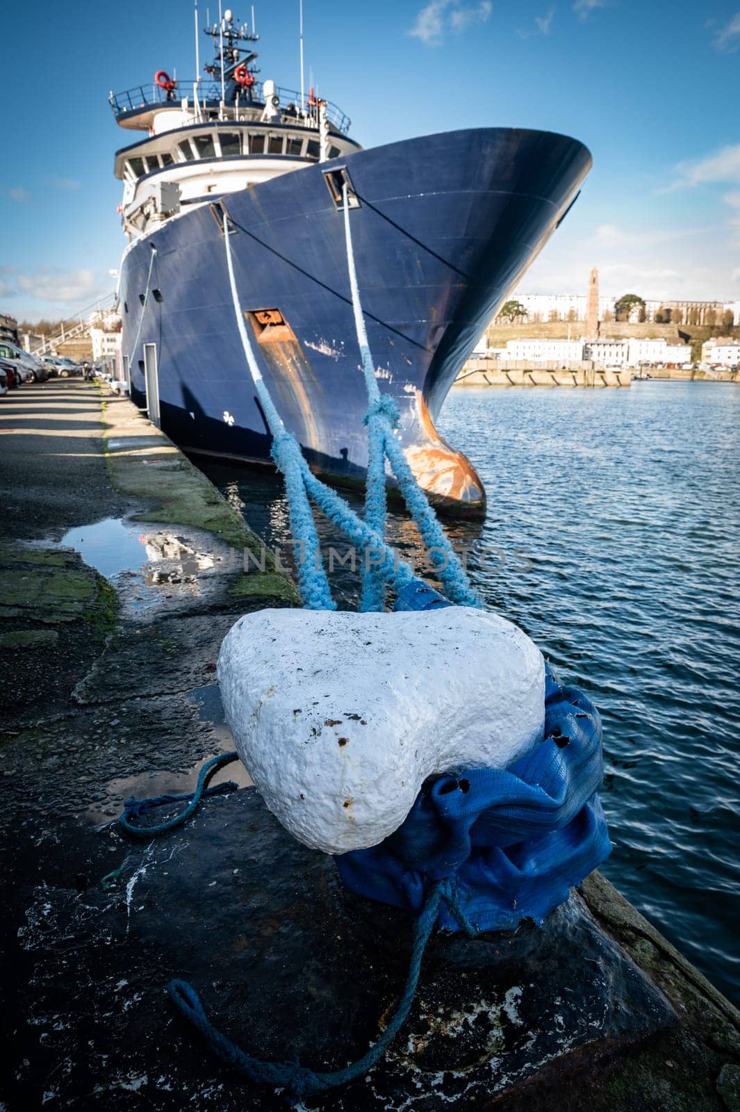 January 17 2023, Brest, Bretagne, France : The famous tug named Abeille Bourbon in the port of Brest. The Abeille Bourbon is a French intervention, assistance and salvage tug, sister ship of the Abeille Liberté, 80 meters long with a pulling force of 200 tons