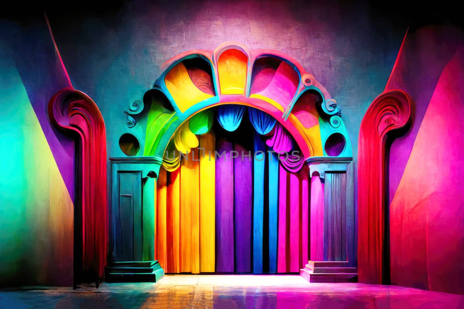 A fantastic little stage in colorful light.