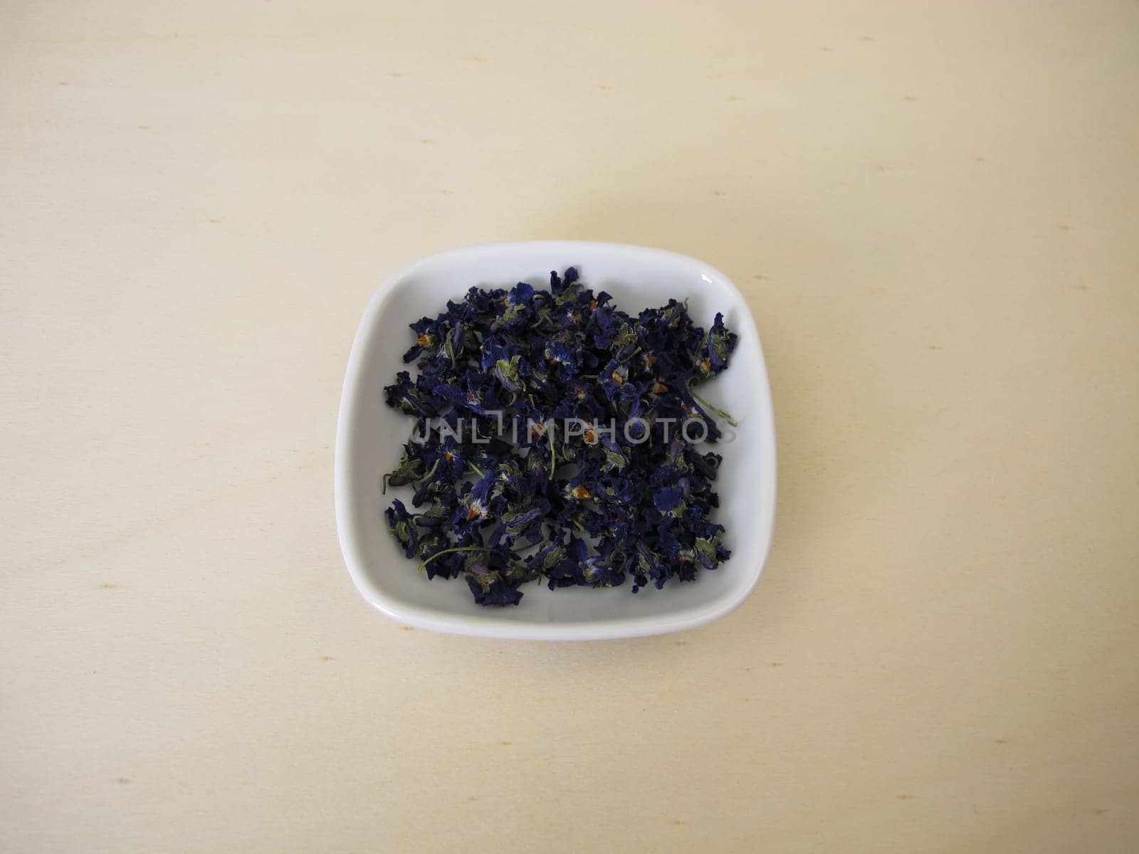 Dried flowers of sweet violets for tea