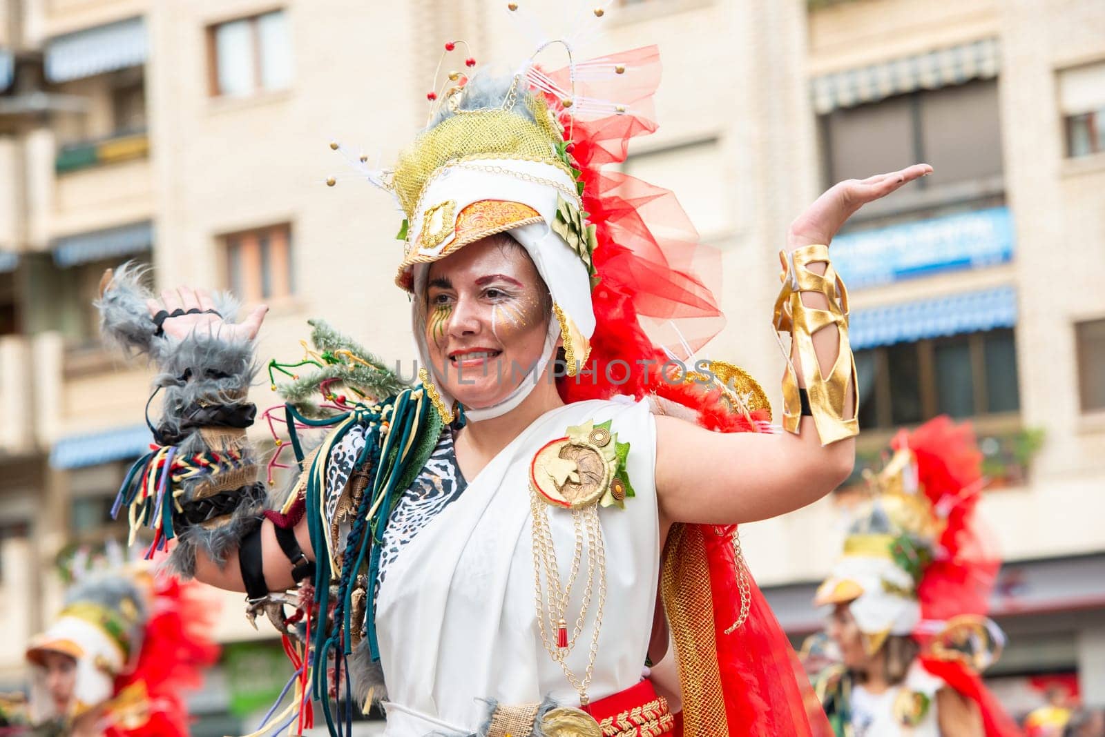 Badajoz, Spain, sunday. February 19 2023. Parade through the streets of Badajoz, group called los infectos acelerados