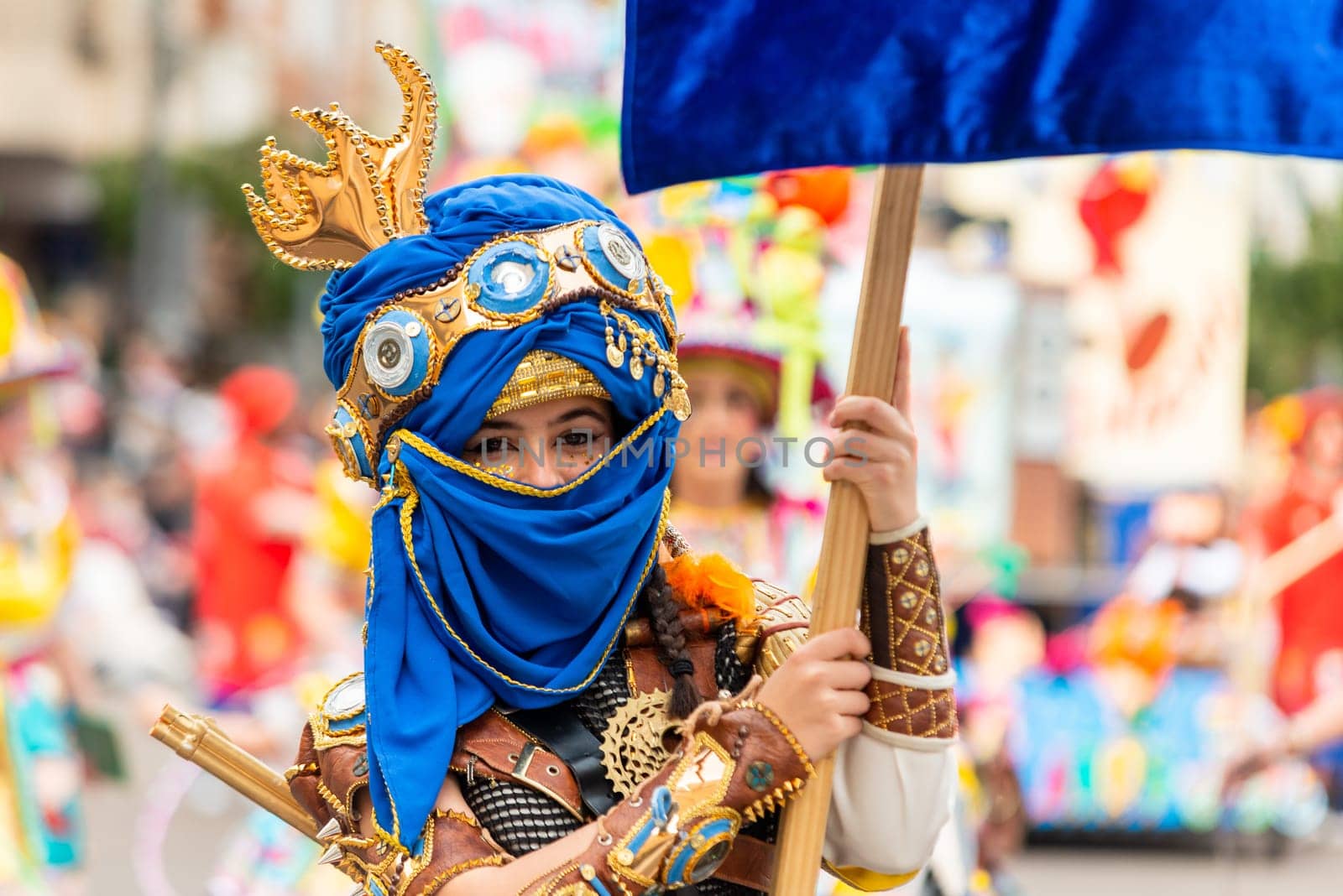 Badajoz, Spain, sunday. February 19 2023. Parade through the streets of Badajoz, group called Los Caprichosos