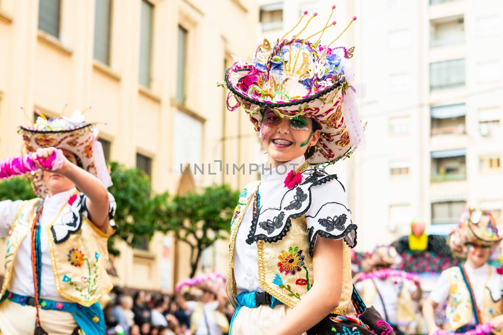 Badajoz, Spain, sunday. February 19 2023. Parade through the streets of Badajoz, group called Meraki