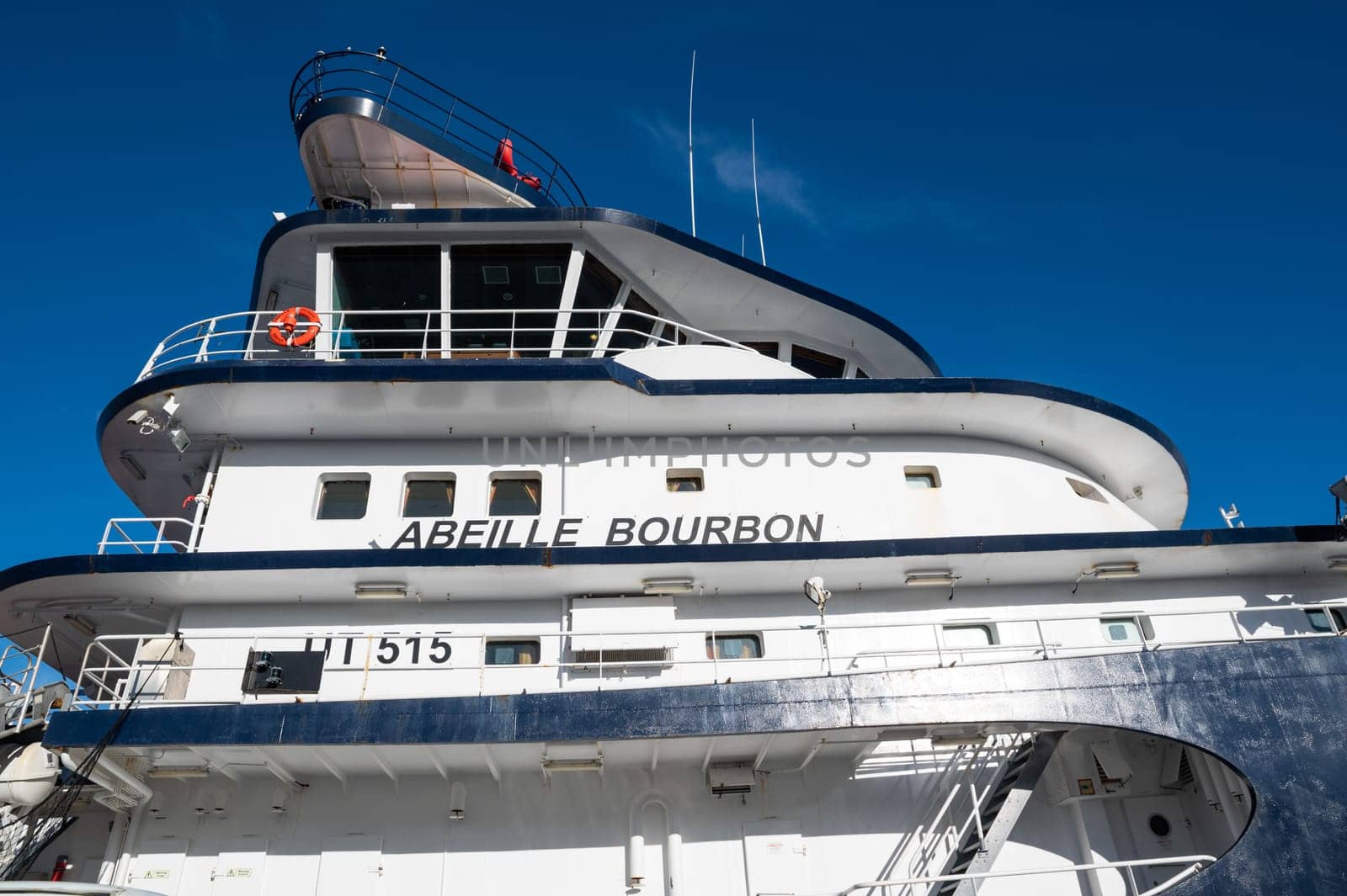 January 17 2023, Brest, Bretagne, France : The famous tug named Abeille Bourbon in the port of Brest. The Abeille Bourbon is a French intervention, assistance and salvage tug