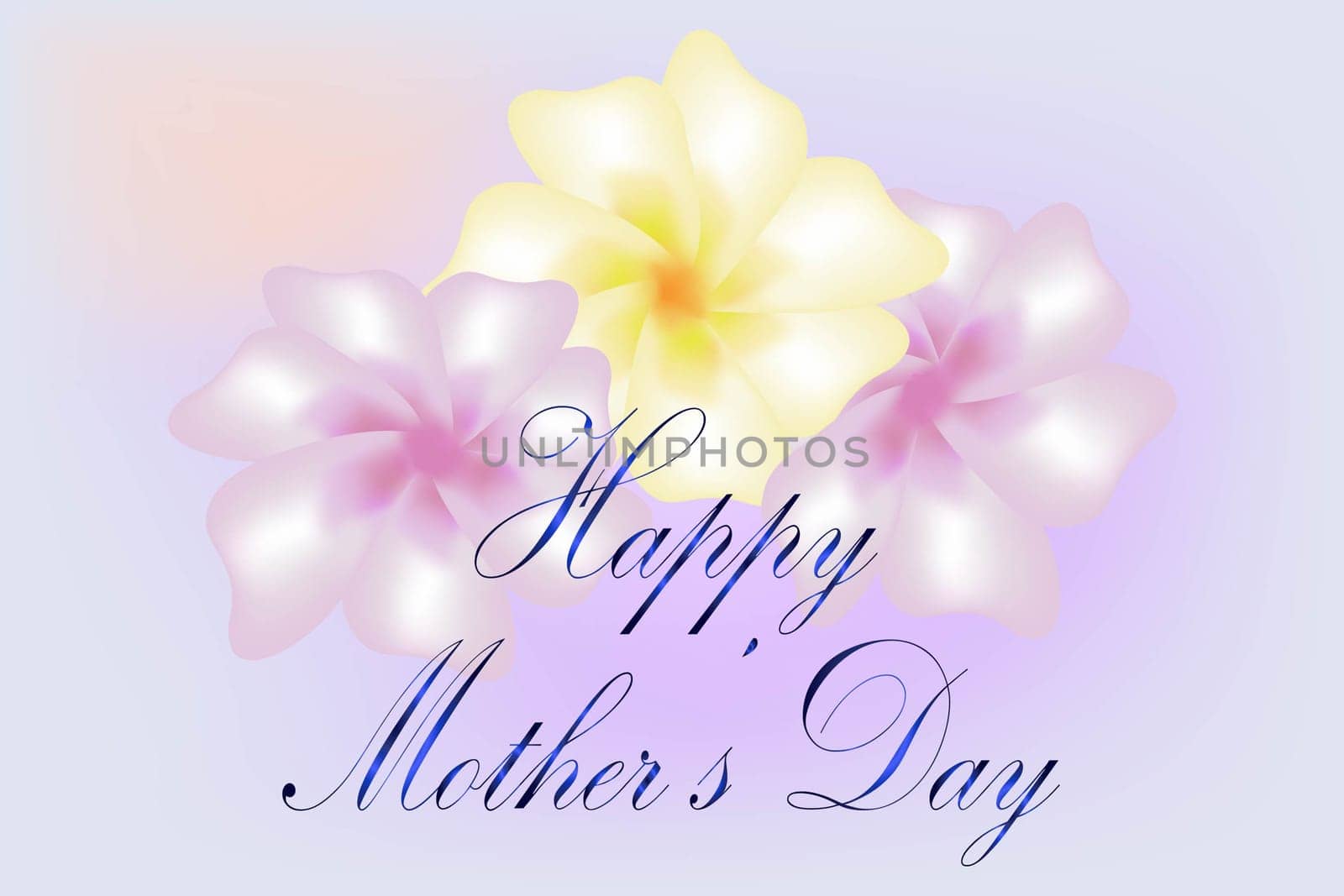 Mother's day card with delicate flowers on a beautiful background. Vector image.