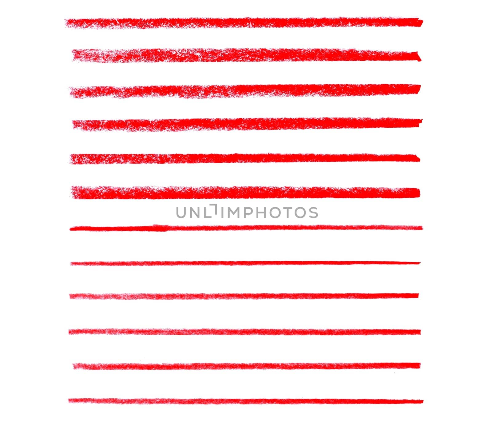 Collection of 12 hand painted red stripes made with pencil or chalk
