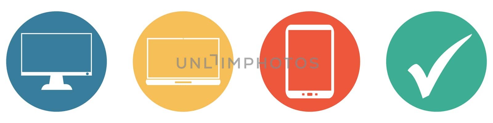Banner showing devices: Computer, Laptop and Smartphone with tick